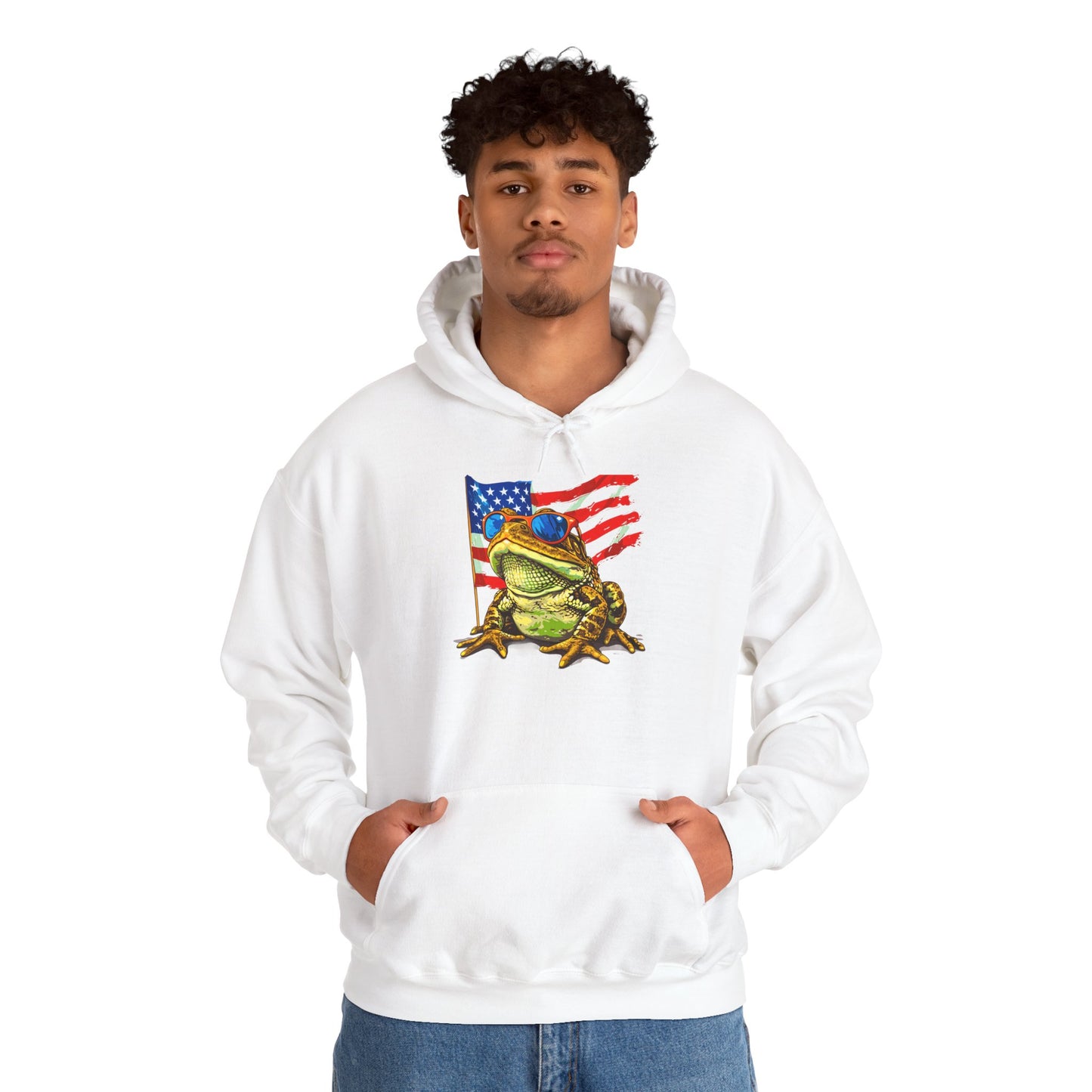 Flag Frog Cozy Unisex Hooded Sweatshirt with Bold Print - Great for Reptile Lovers