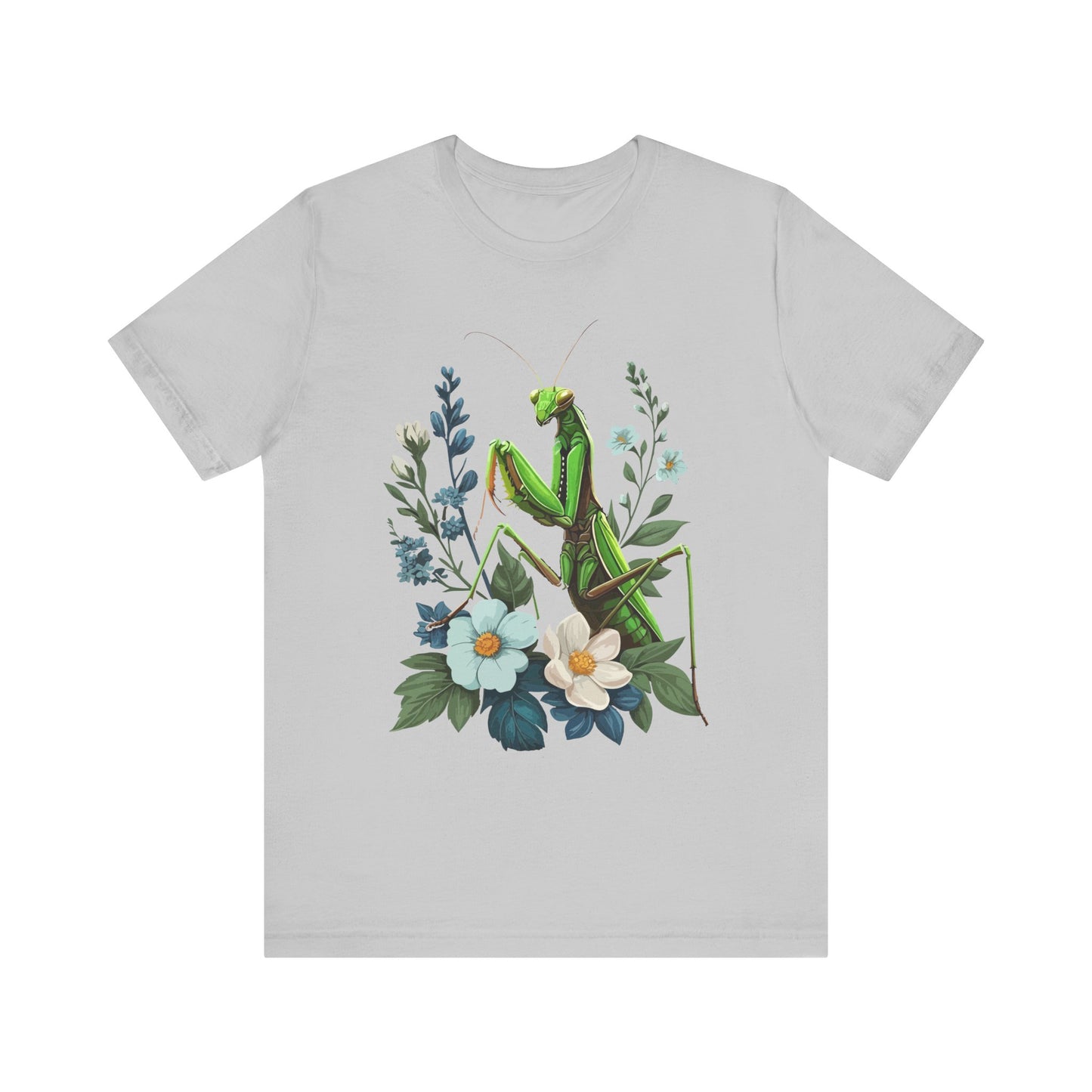 Mantis in the Flowers Unisex Jersey Tee - Casual Everyday Wear - Great for Insect Lovers