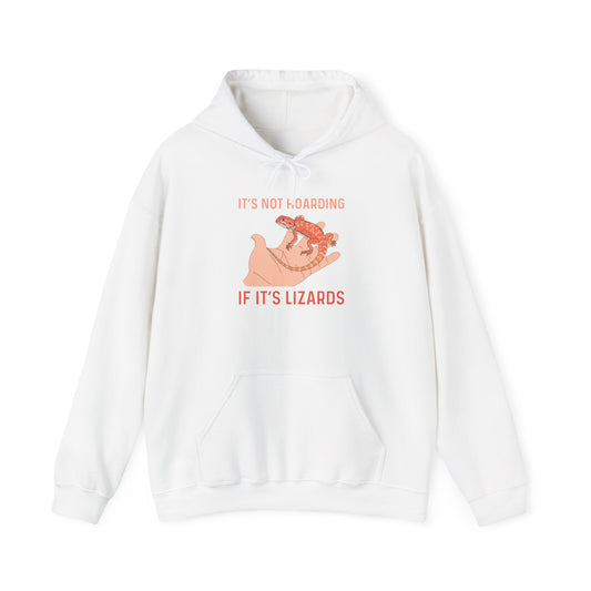 "Not Hoarding If It's Lizards"" Unisex Hooded Sweatshirt with Bold Print - Great for Reptile Lovers