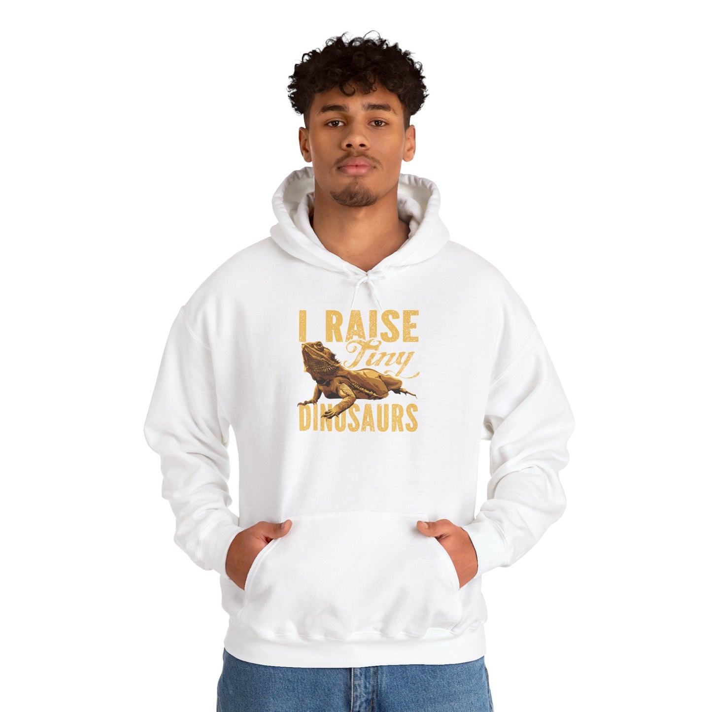 "I Raise Tiny Dinosaurs" Cozy Unisex Hooded Sweatshirt with Bold Print - Great for Reptile Lovers