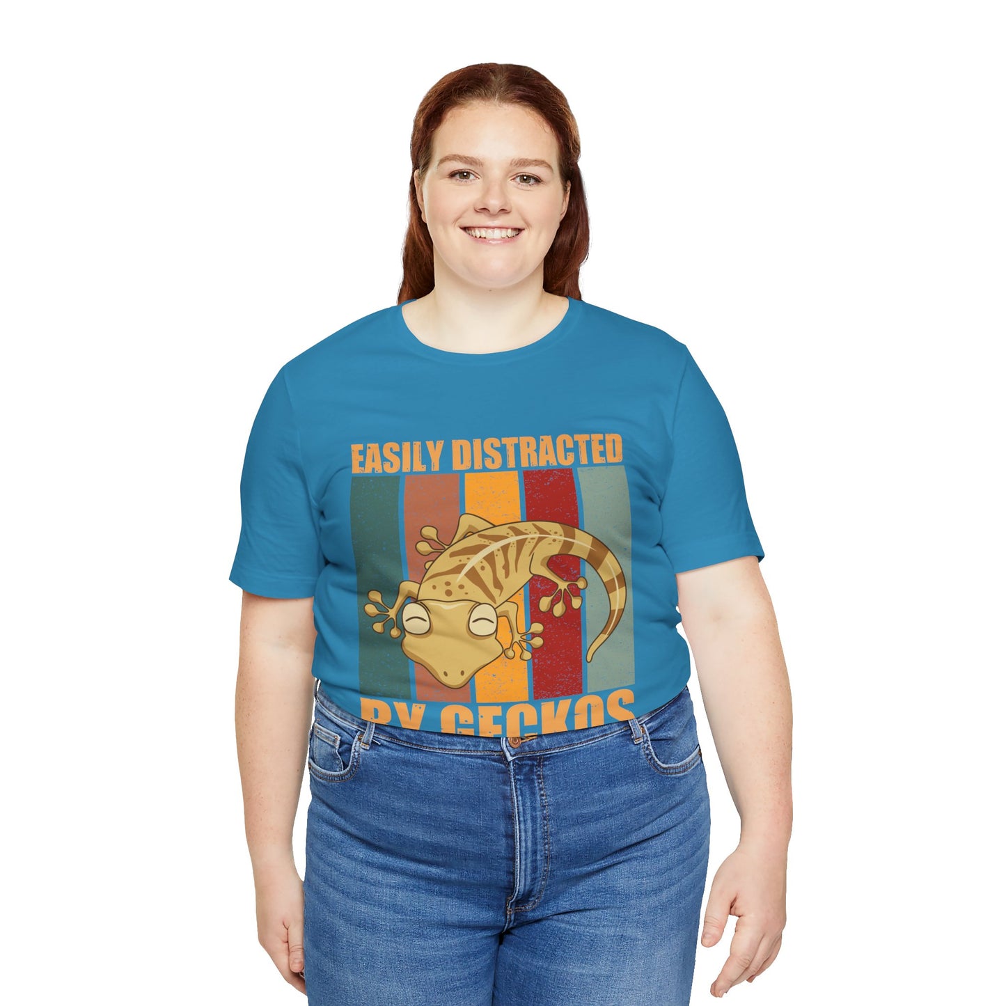 "Easily Distracted By Geckos" Unisex Jersey Tee - Casual Everyday Wear - Great for Reptile Lovers