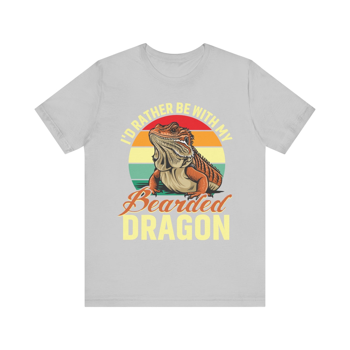 "I'd Rather Be With My Bearded Dragon" Print Unisex Jersey Tee - Casual Everyday Wear - Great for Reptile Lovers