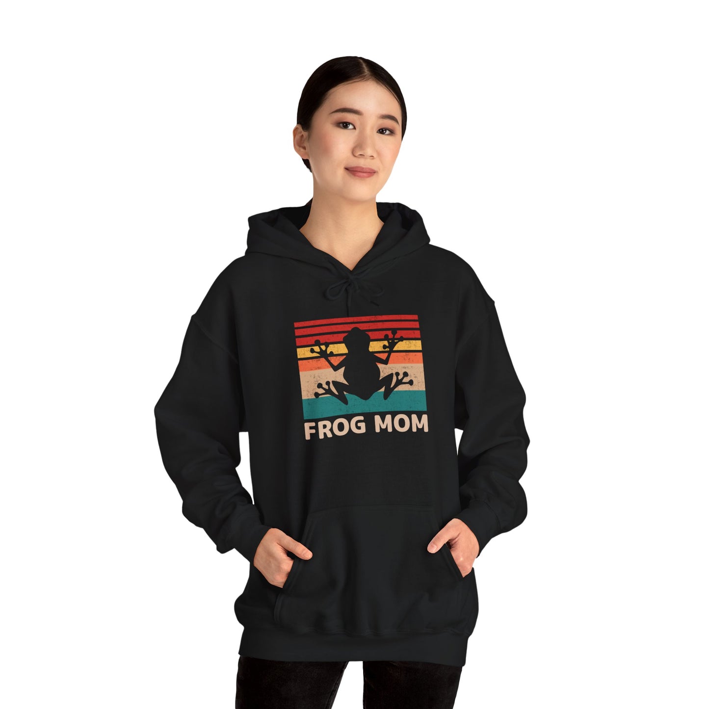 "Frog Mom" Unisex Hooded Sweatshirt with Bold Print - Great for Reptile Lovers
