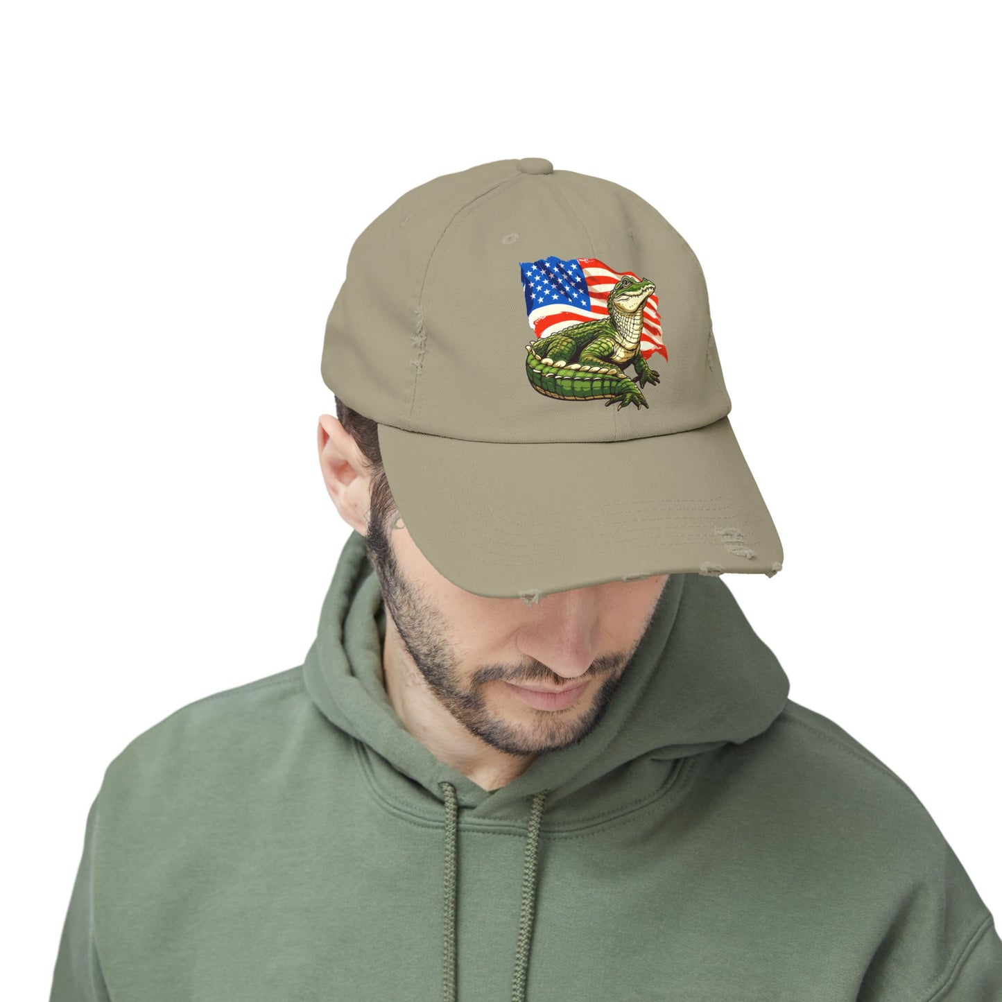 Gator Flag Unisex Distressed Cap - Casual Streetwear Hat for Everyday Use - Great for Reptile Lovers