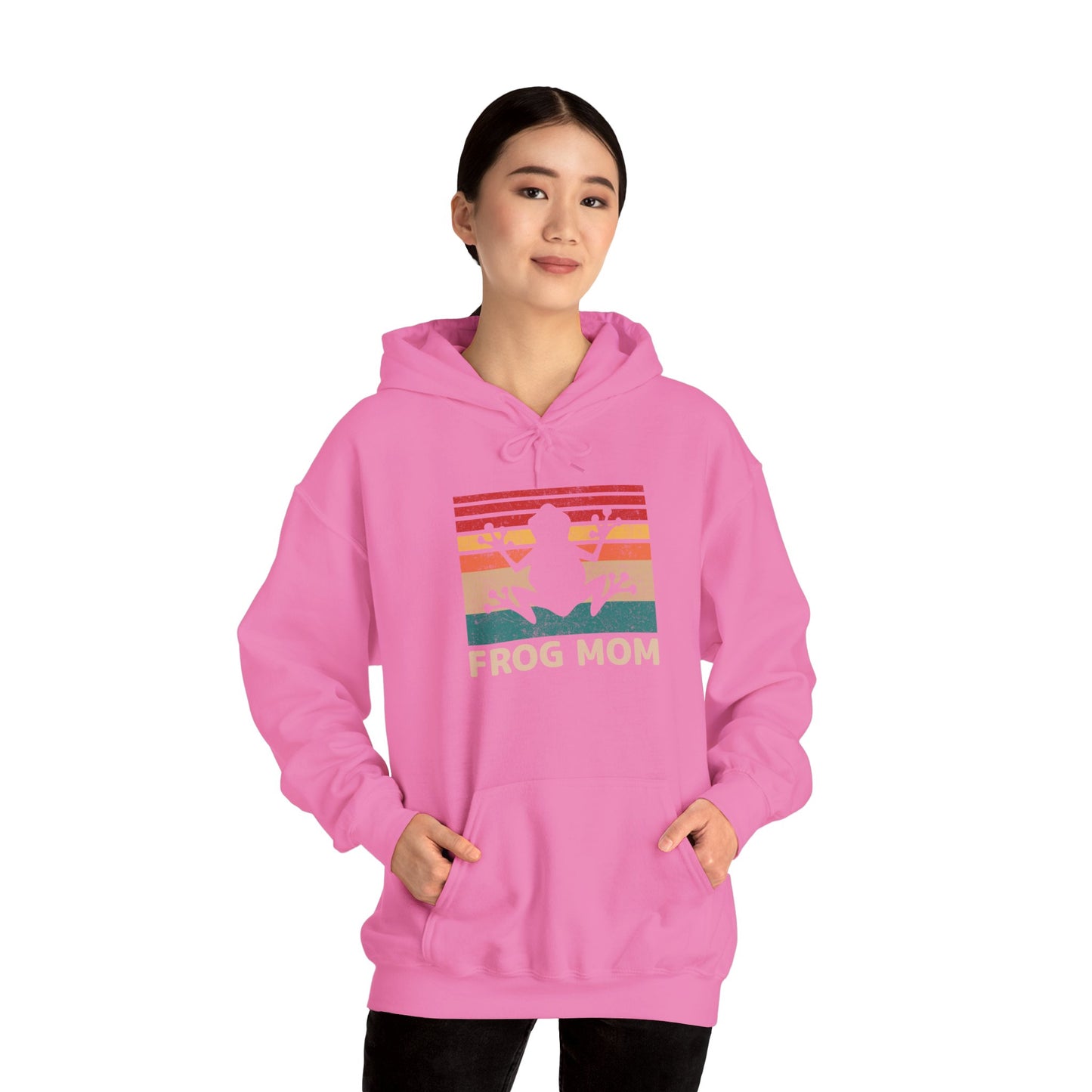 "Frog Mom" Unisex Hooded Sweatshirt with Bold Print - Great for Reptile Lovers