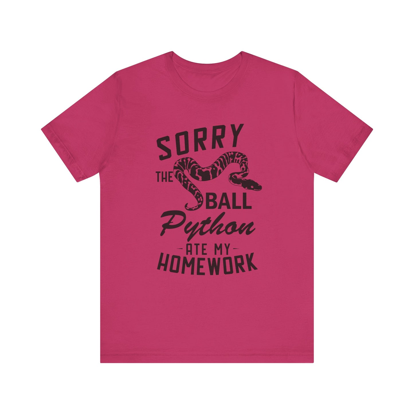 "The Ball Python Ate My Homework" Unisex Jersey Tee - Casual Everyday Wear - Great for Reptile Lovers