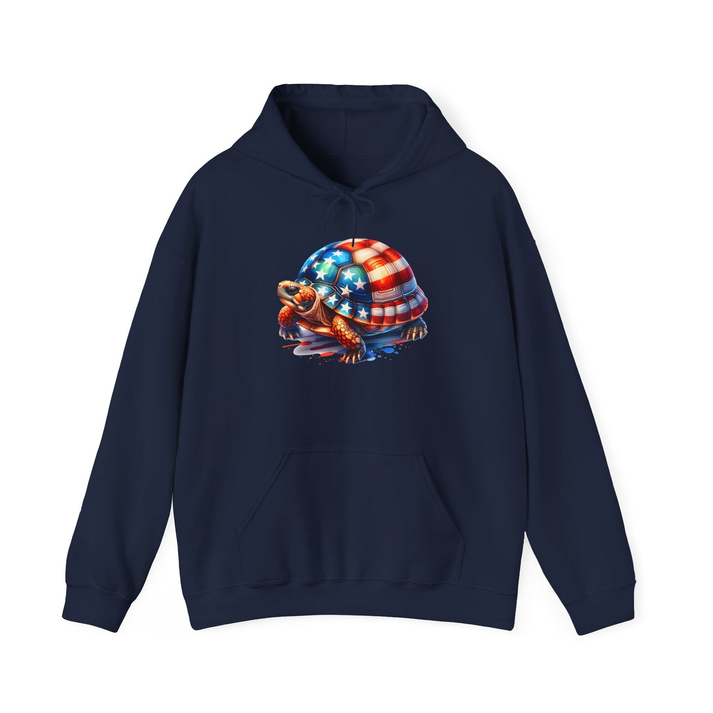 Flag Turtle Cozy Unisex Hooded Sweatshirt with Bold Print - Great for Reptile Lovers