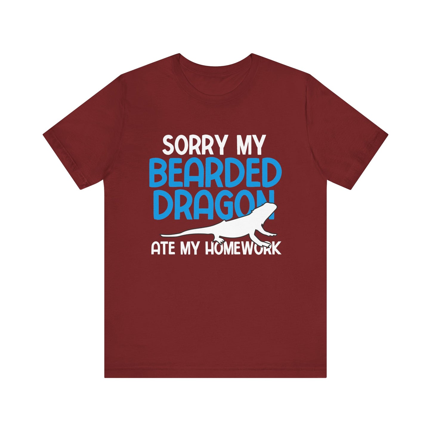 "Bearded Dragon Ate My Homework" Unisex Jersey Tee - Casual Everyday Wear - Great for Reptile Lovers