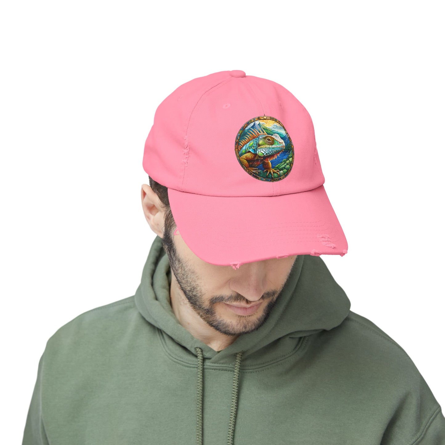 Iguana Unisex Distressed Cap - Casual Streetwear Hat for Everyday Use - Great for Reptile Lovers