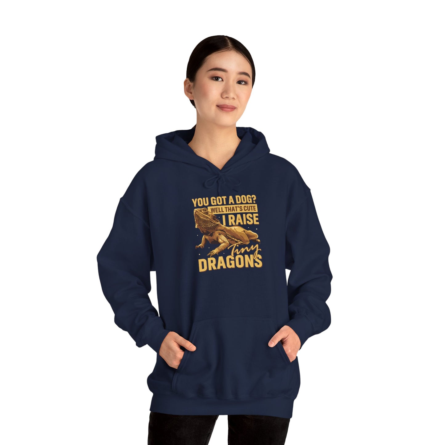 "I Raise Tiny Dragons" Unisex Hooded Sweatshirt with Bold Print - Great for Reptile Lovers