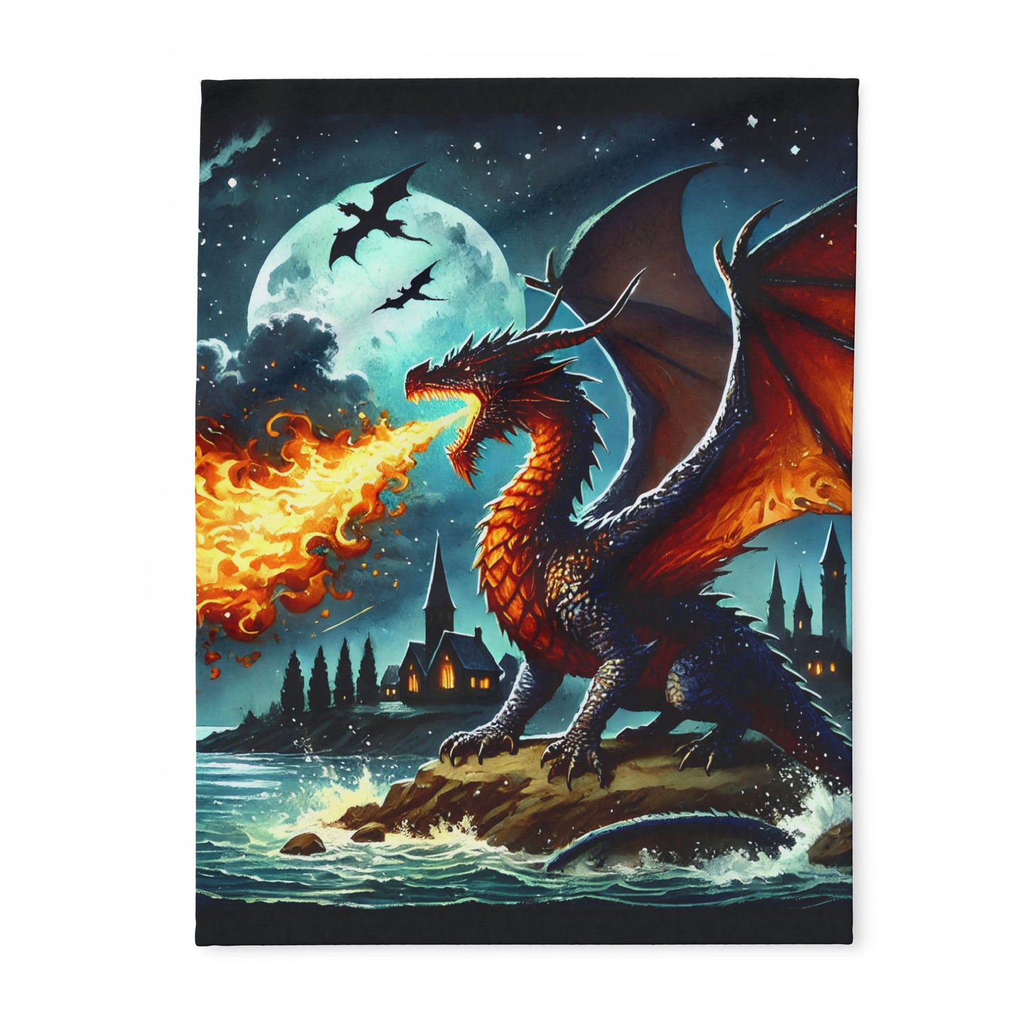 Fire-Breathing Dragon Cozy Arctic Fleece Blanket | Perfect for Home Decor, Gifting, and Cozy Nights - Snuggle up with a Dragon