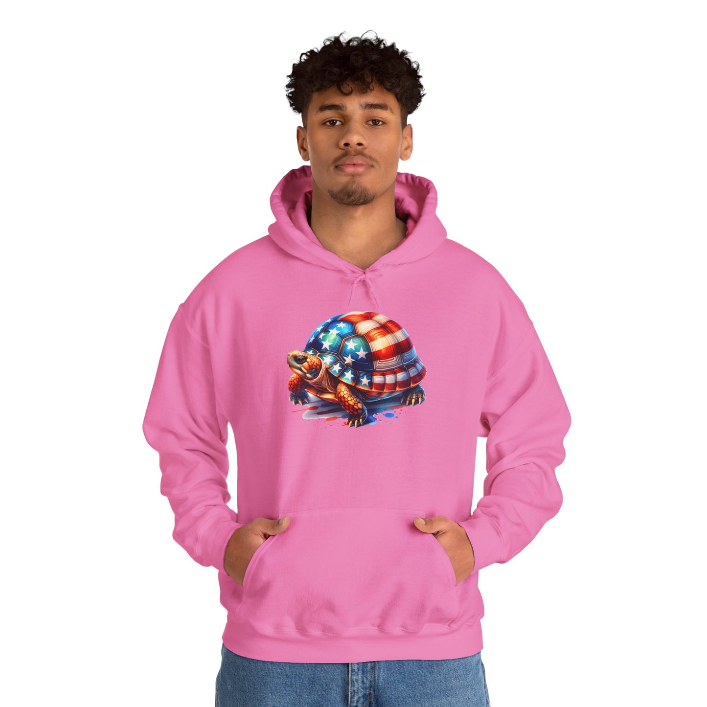Flag Turtle Cozy Unisex Hooded Sweatshirt with Bold Print - Great for Reptile Lovers