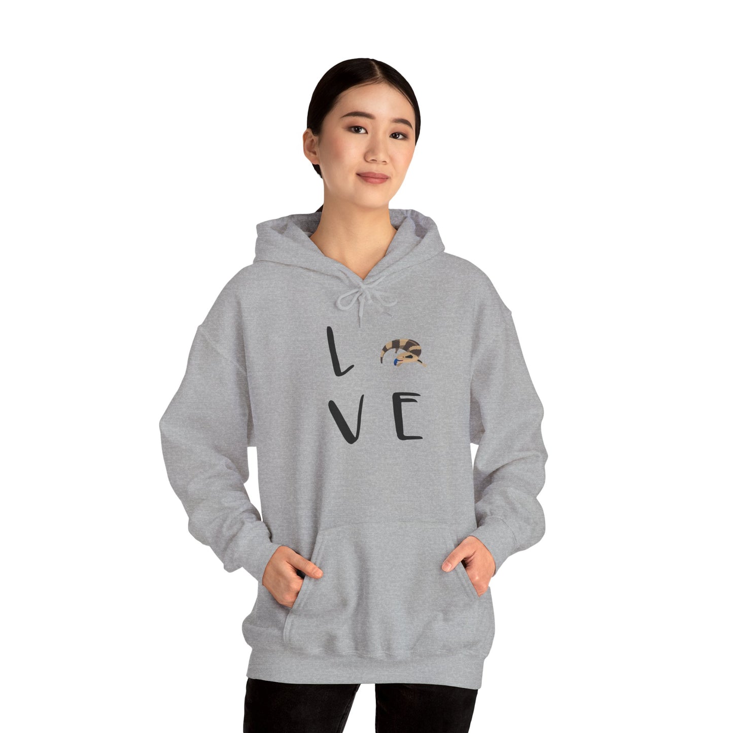 Blue Tongued Skink Love Cozy Unisex Hooded Sweatshirt with Bold Print - Great for Reptile Lovers