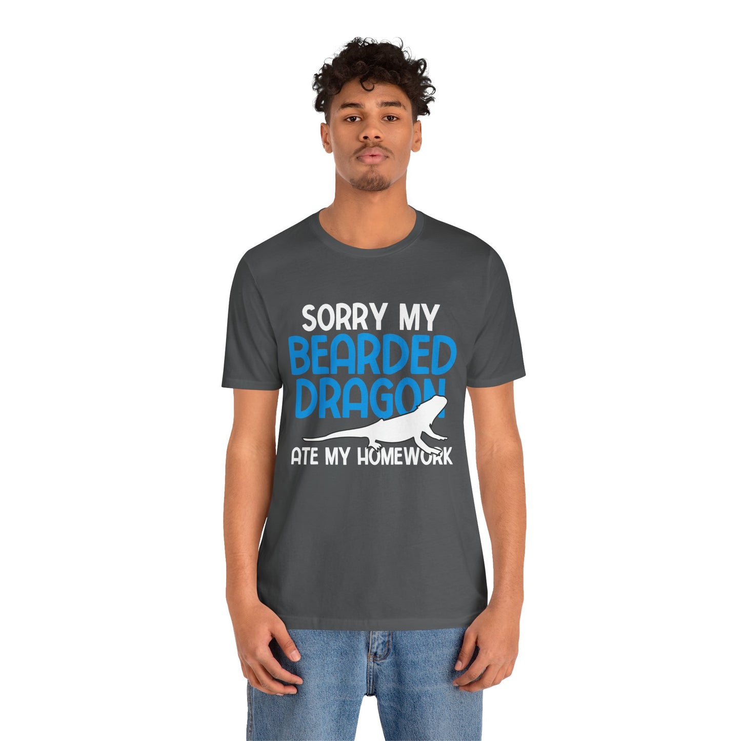 "Bearded Dragon Ate My Homework" Unisex Jersey Tee - Casual Everyday Wear - Great for Reptile Lovers