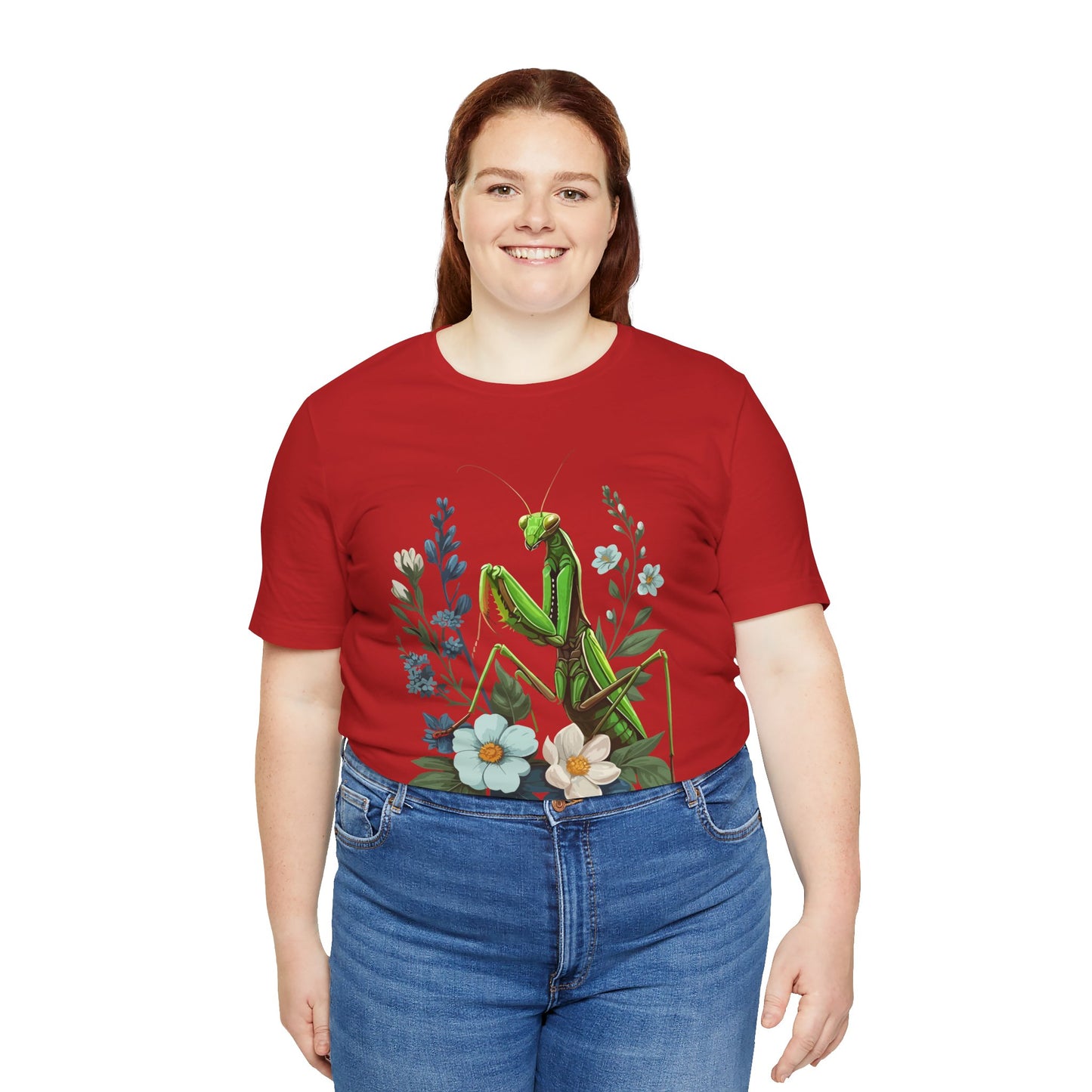 Mantis in the Flowers Unisex Jersey Tee - Casual Everyday Wear - Great for Insect Lovers