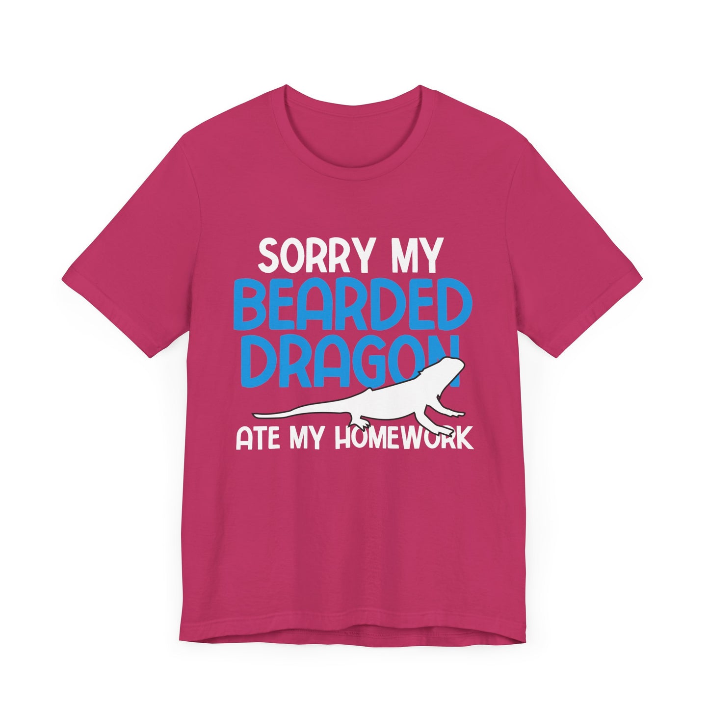 "Bearded Dragon Ate My Homework" Unisex Jersey Tee - Casual Everyday Wear - Great for Reptile Lovers
