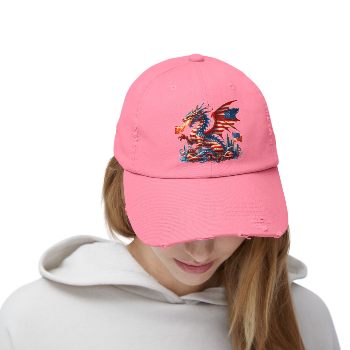 Dragon Flag Unisex Distressed Cap - Casual Streetwear Hat for Everyday Use - Great for Reptile Lovers
