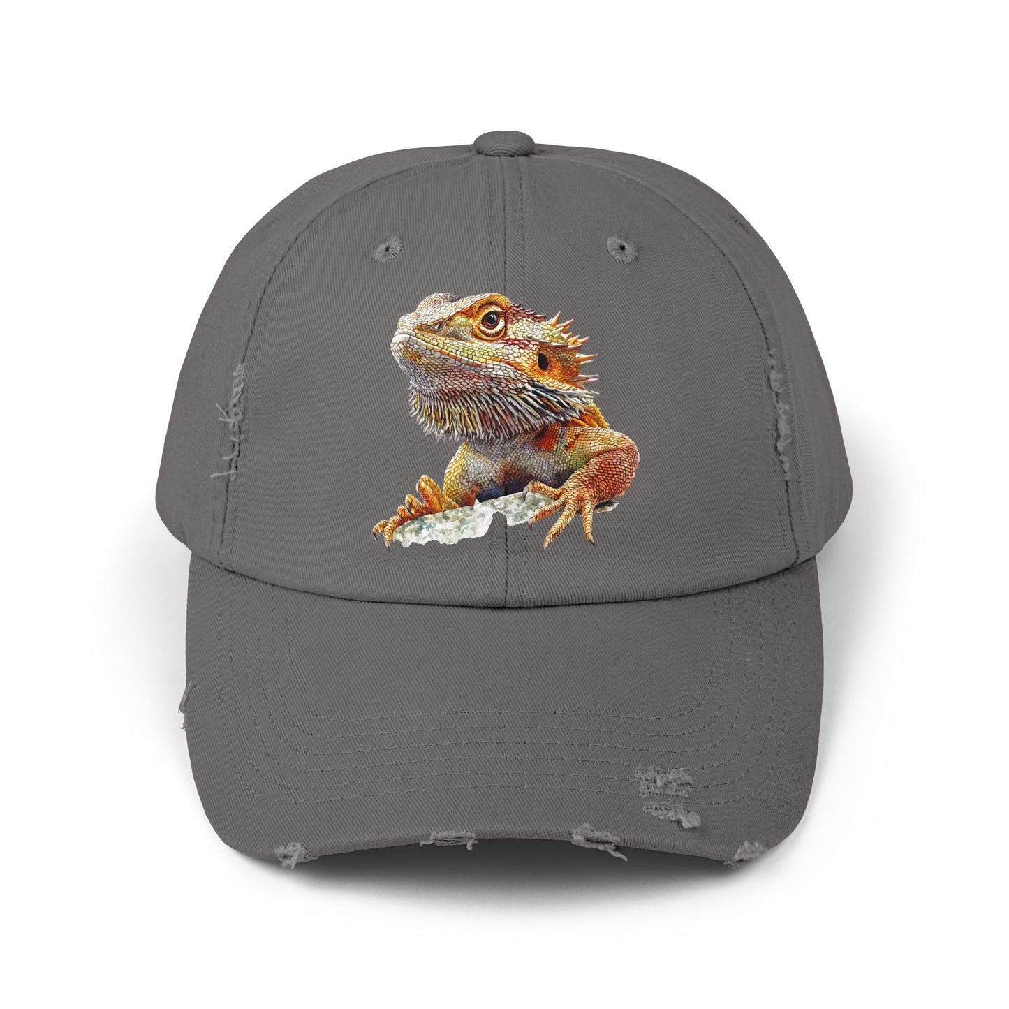 Bearded Dragon Unisex Distressed Cap - Casual Streetwear Hat for Everyday Use - Great for Reptile Lovers