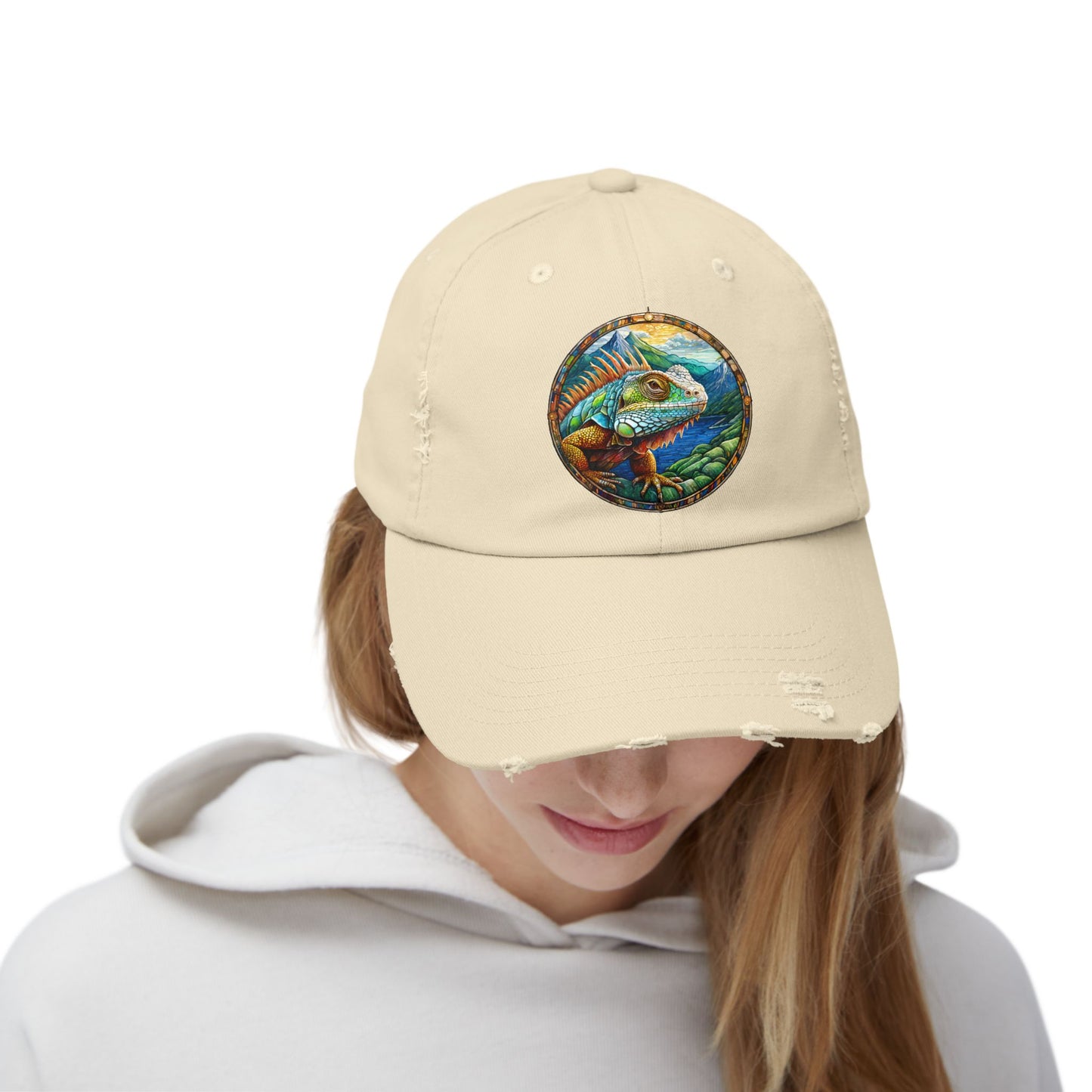 Iguana Unisex Distressed Cap - Casual Streetwear Hat for Everyday Use - Great for Reptile Lovers