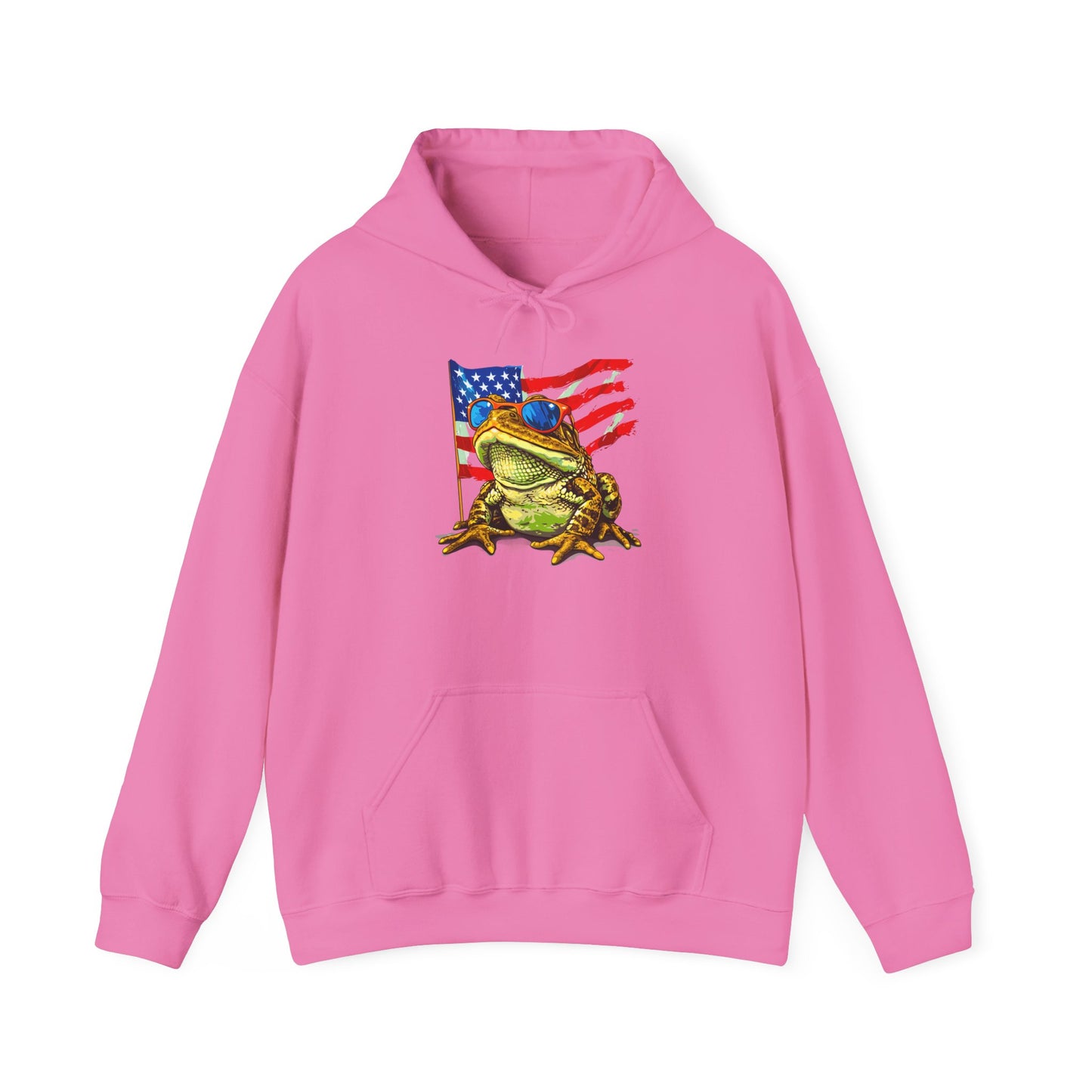 Flag Frog Cozy Unisex Hooded Sweatshirt with Bold Print - Great for Reptile Lovers