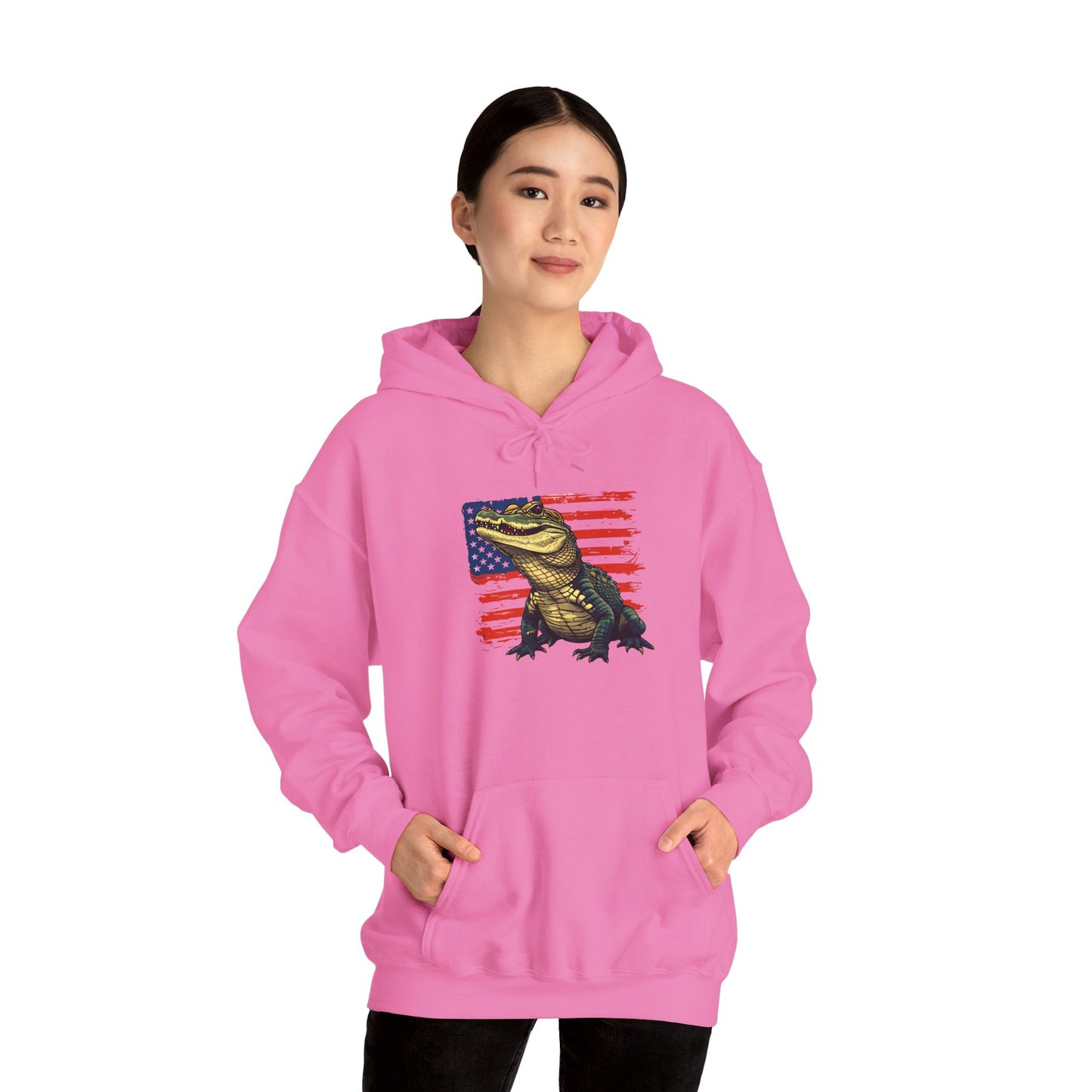 Flag Gator Cozy Unisex Hooded Sweatshirt with Bold Print - Great for Reptile Lovers