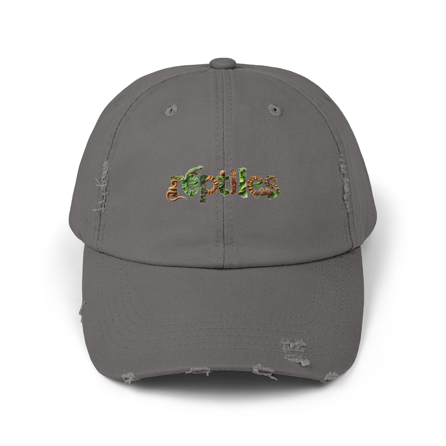 Reptiles Lettering Unisex Distressed Cap - Casual Streetwear Hat for Everyday Use - Great for Reptile Lovers