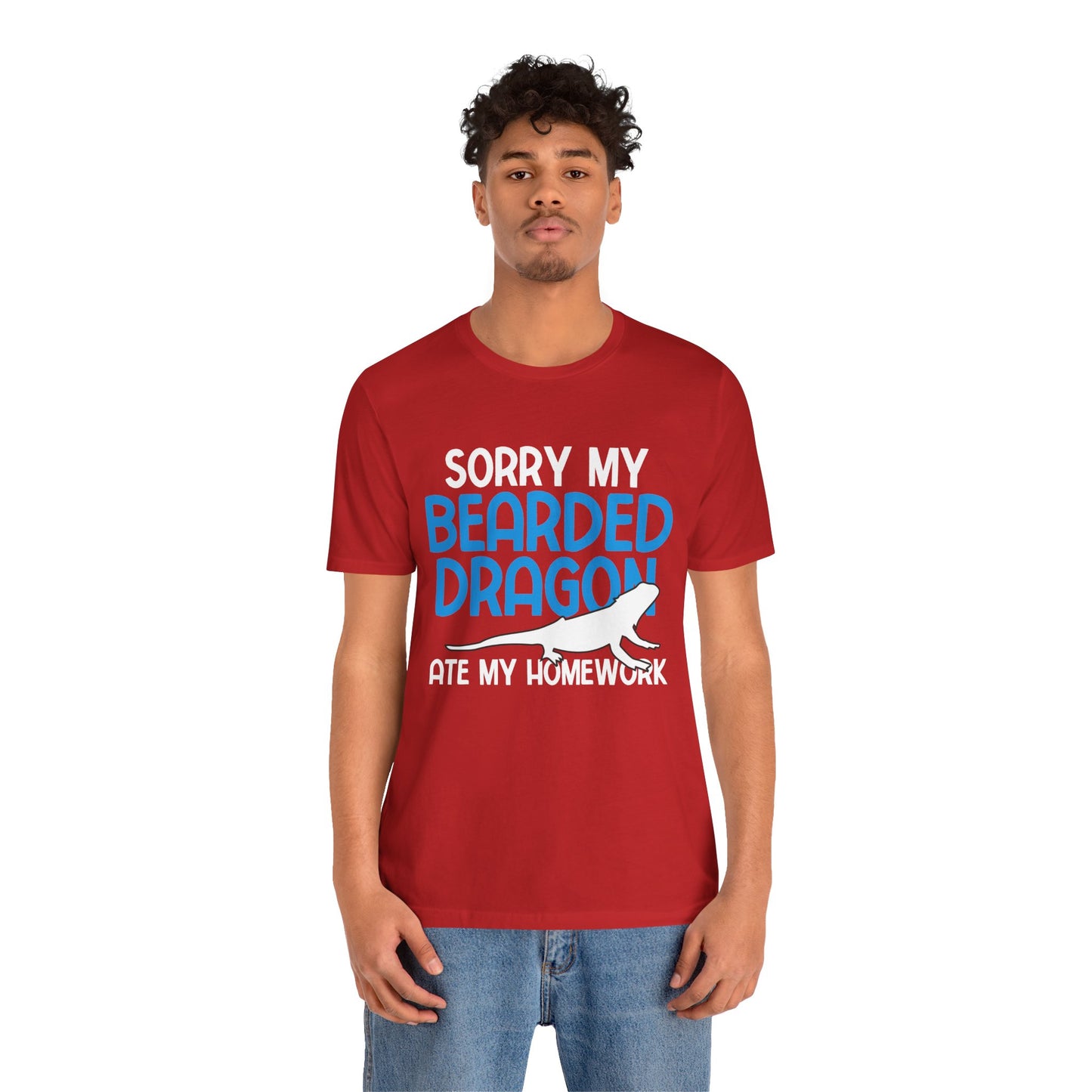 "Bearded Dragon Ate My Homework" Unisex Jersey Tee - Casual Everyday Wear - Great for Reptile Lovers