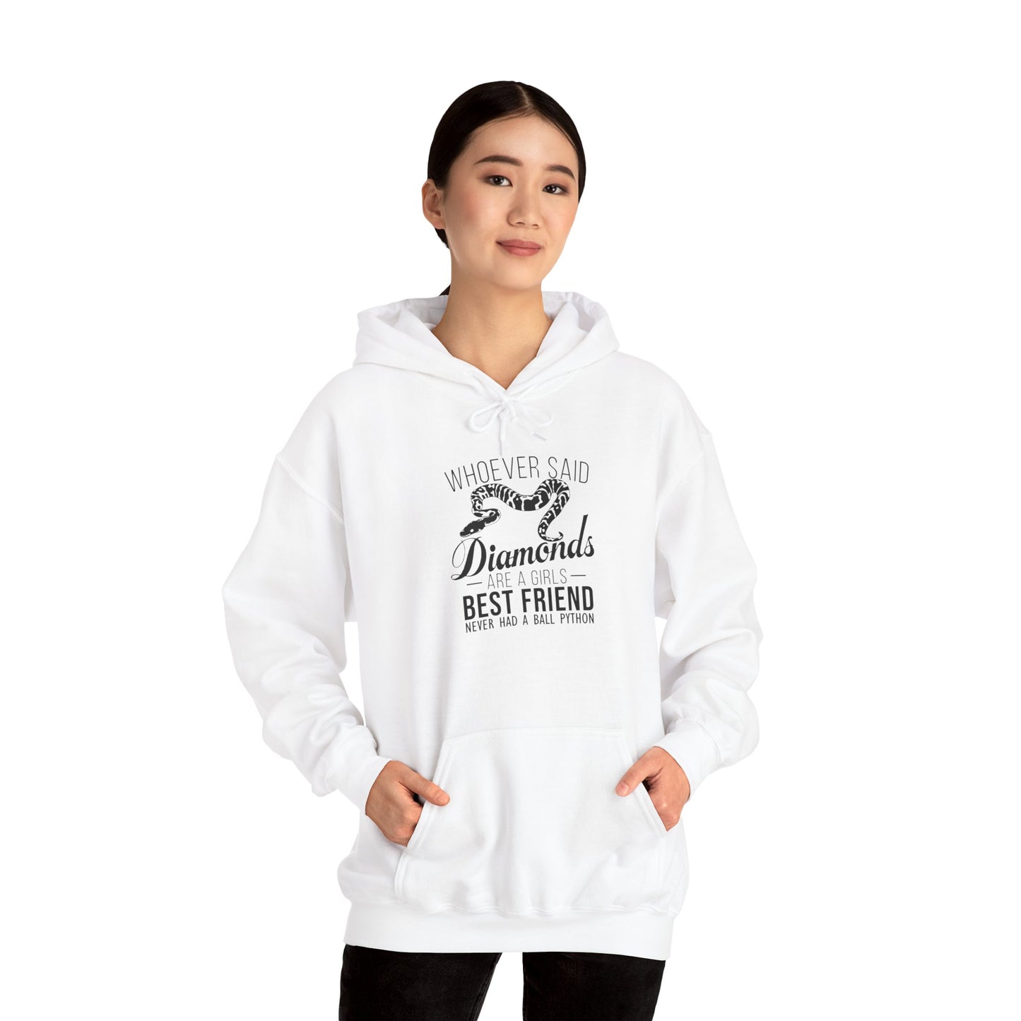 "Ball Pythons Are a Girl's Best Friend" Unisex Hooded Sweatshirt with Bold Print - Great for Reptile Lovers