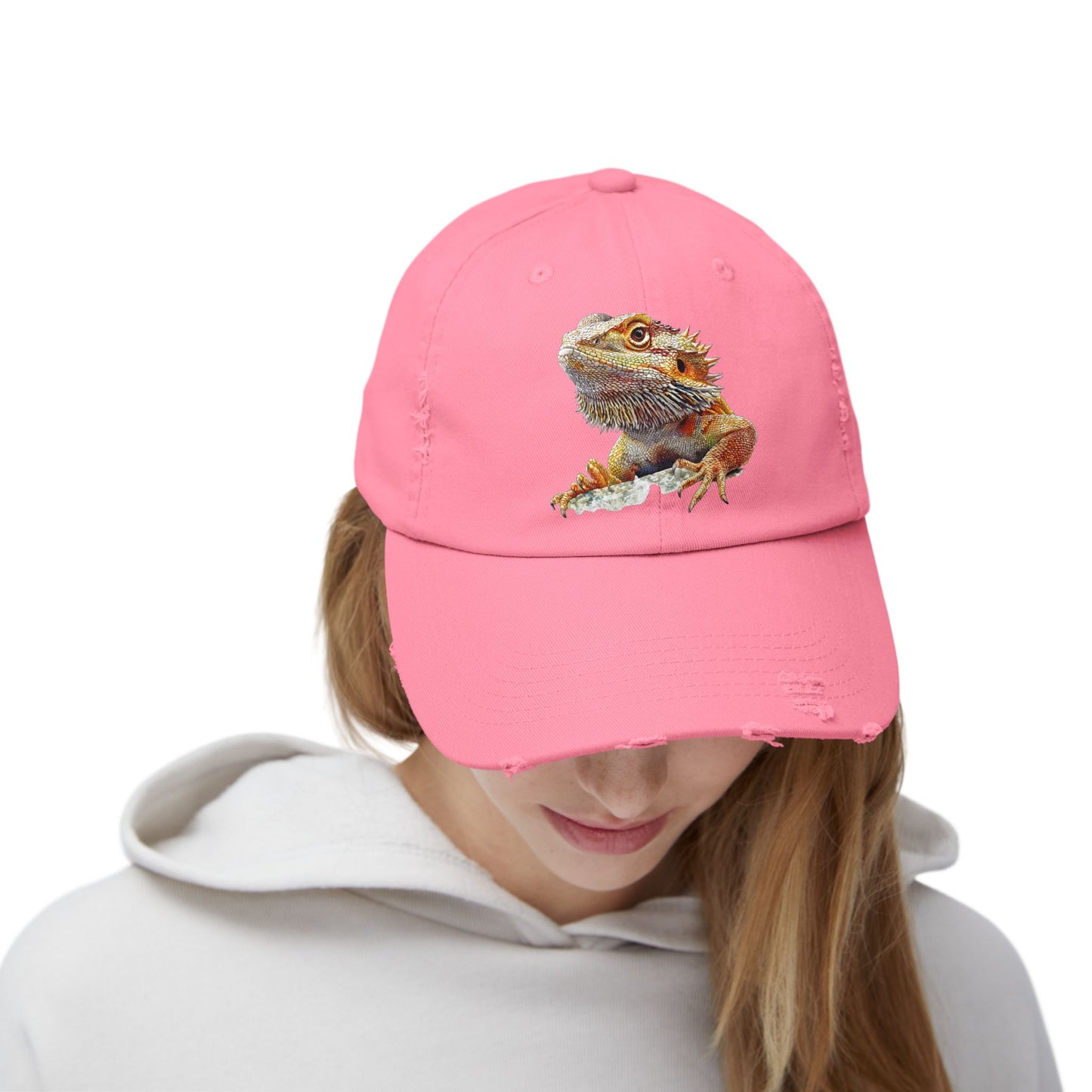Bearded Dragon Unisex Distressed Cap - Casual Streetwear Hat for Everyday Use - Great for Reptile Lovers