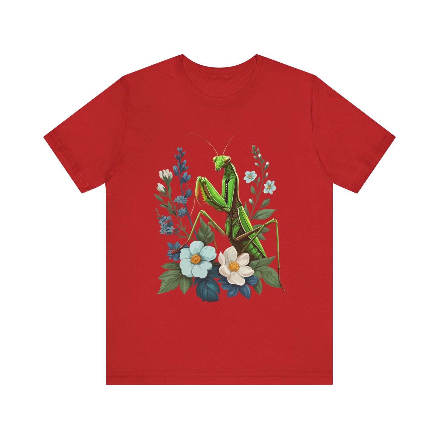 Mantis in the Flowers Unisex Jersey Tee - Casual Everyday Wear - Great for Insect Lovers