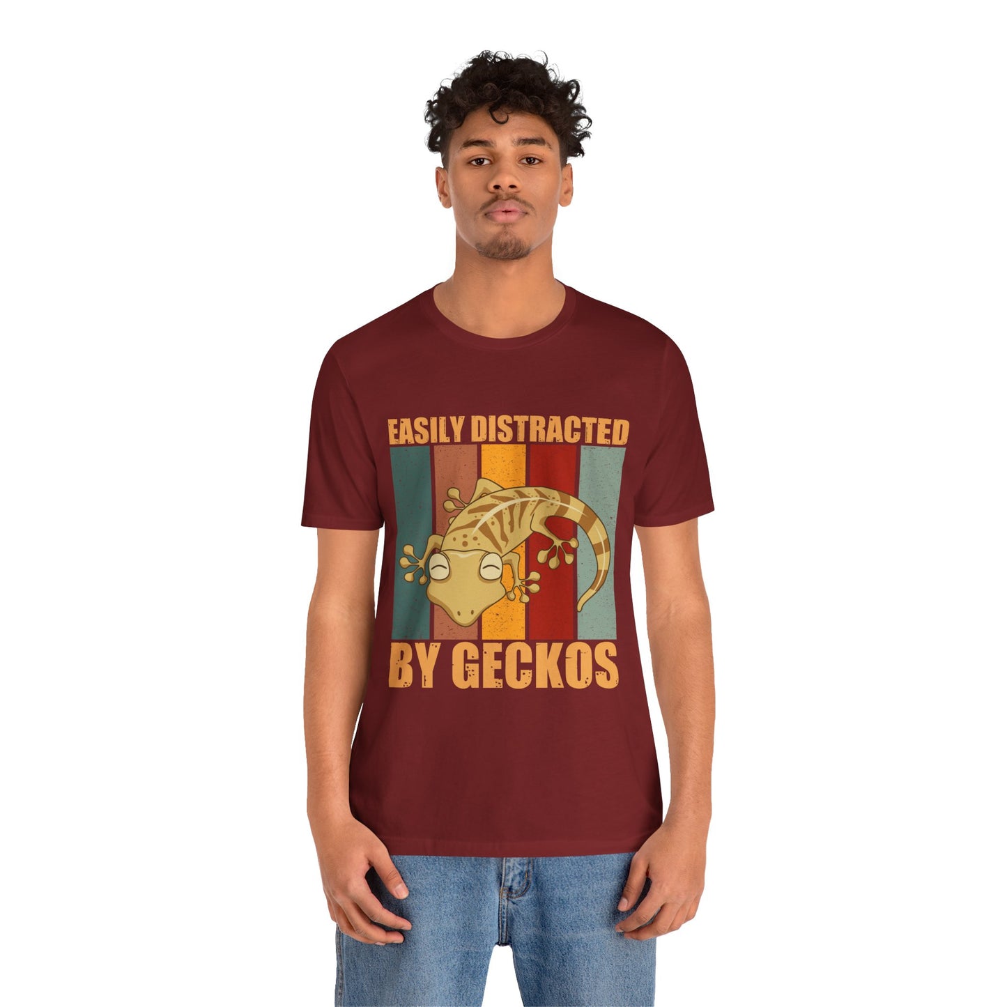 "Easily Distracted By Geckos" Unisex Jersey Tee - Casual Everyday Wear - Great for Reptile Lovers