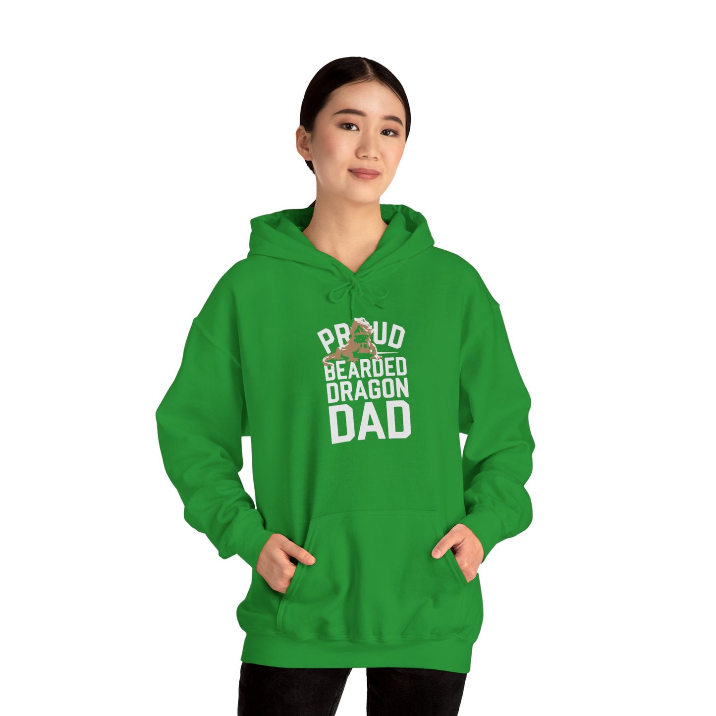 "Proud Bearded Dragon Dad" Unisex Hooded Sweatshirt with Bold Print - Great for Reptile Lovers