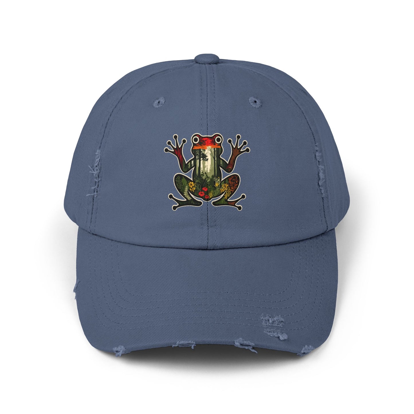 Forest Frog Unisex Distressed Cap - Casual Streetwear Hat for Everyday Use - Great for Reptile Lovers