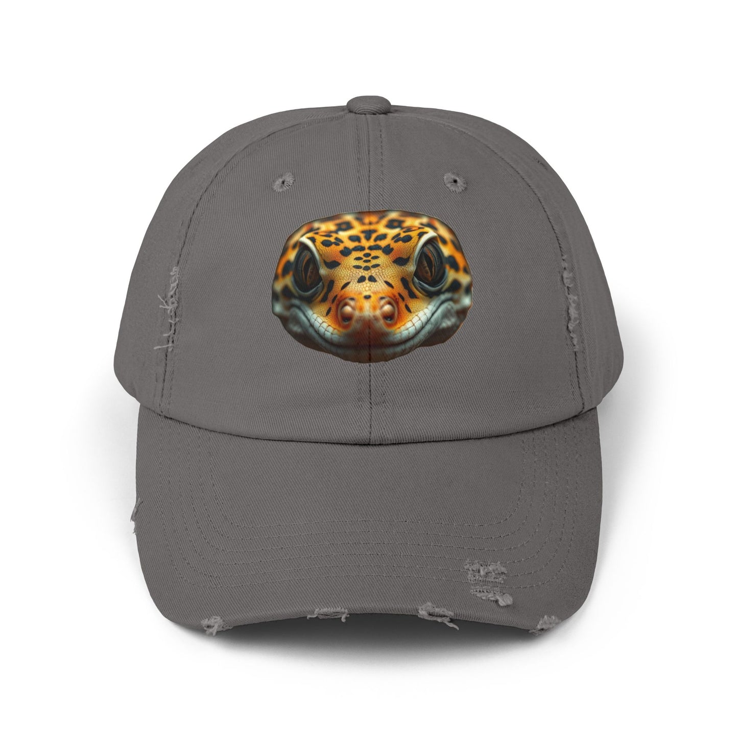 Leopard Gecko Unisex Distressed Cap - Casual Streetwear Hat for Everyday Use - Great for Reptile Lovers
