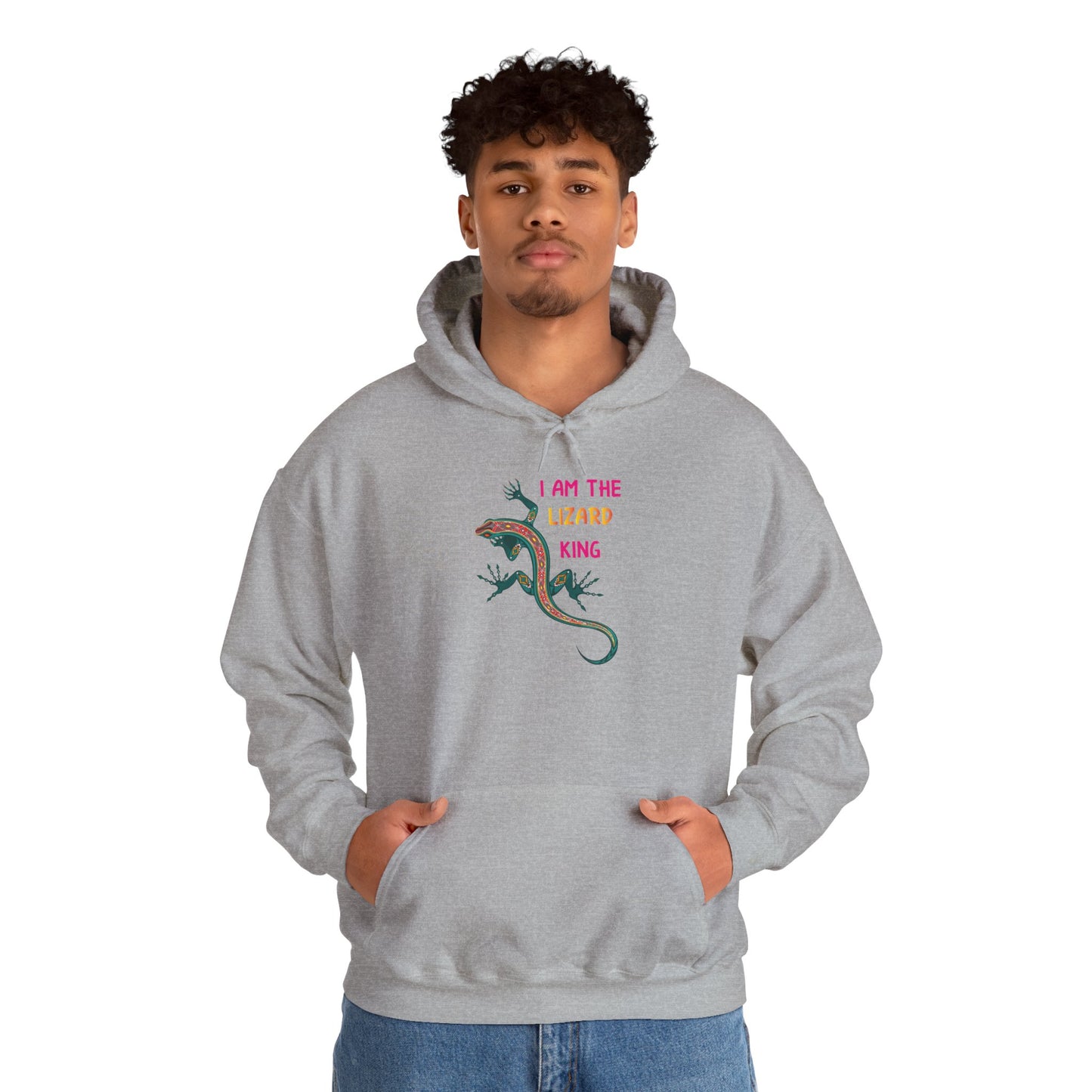 "I Am The Lizard King" Unisex Hooded Sweatshirt with Bold Print - Great for Reptile Lovers