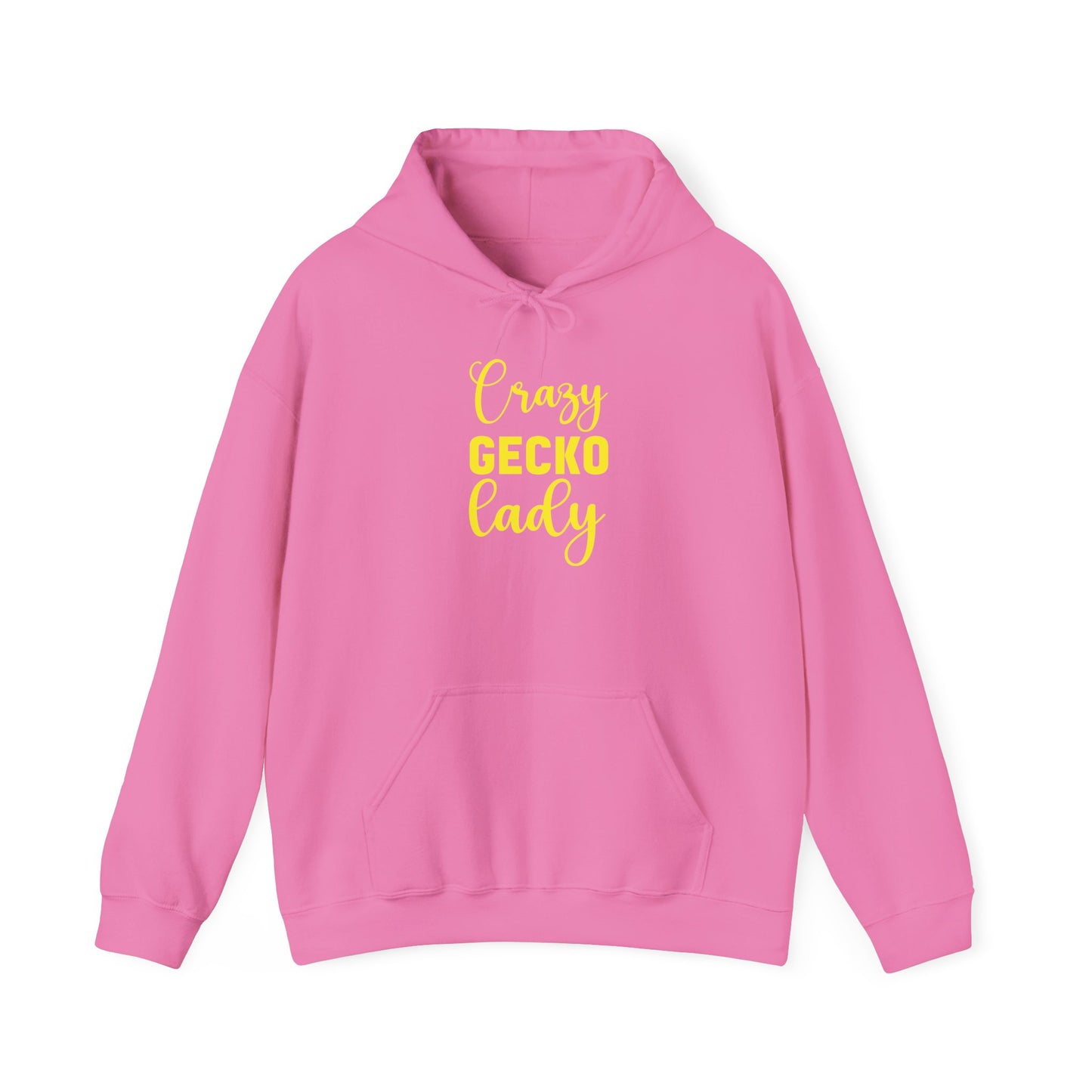 "Crazy Gecko Lady" Unisex Hooded Sweatshirt with Bold Print - Great for Reptile Lovers