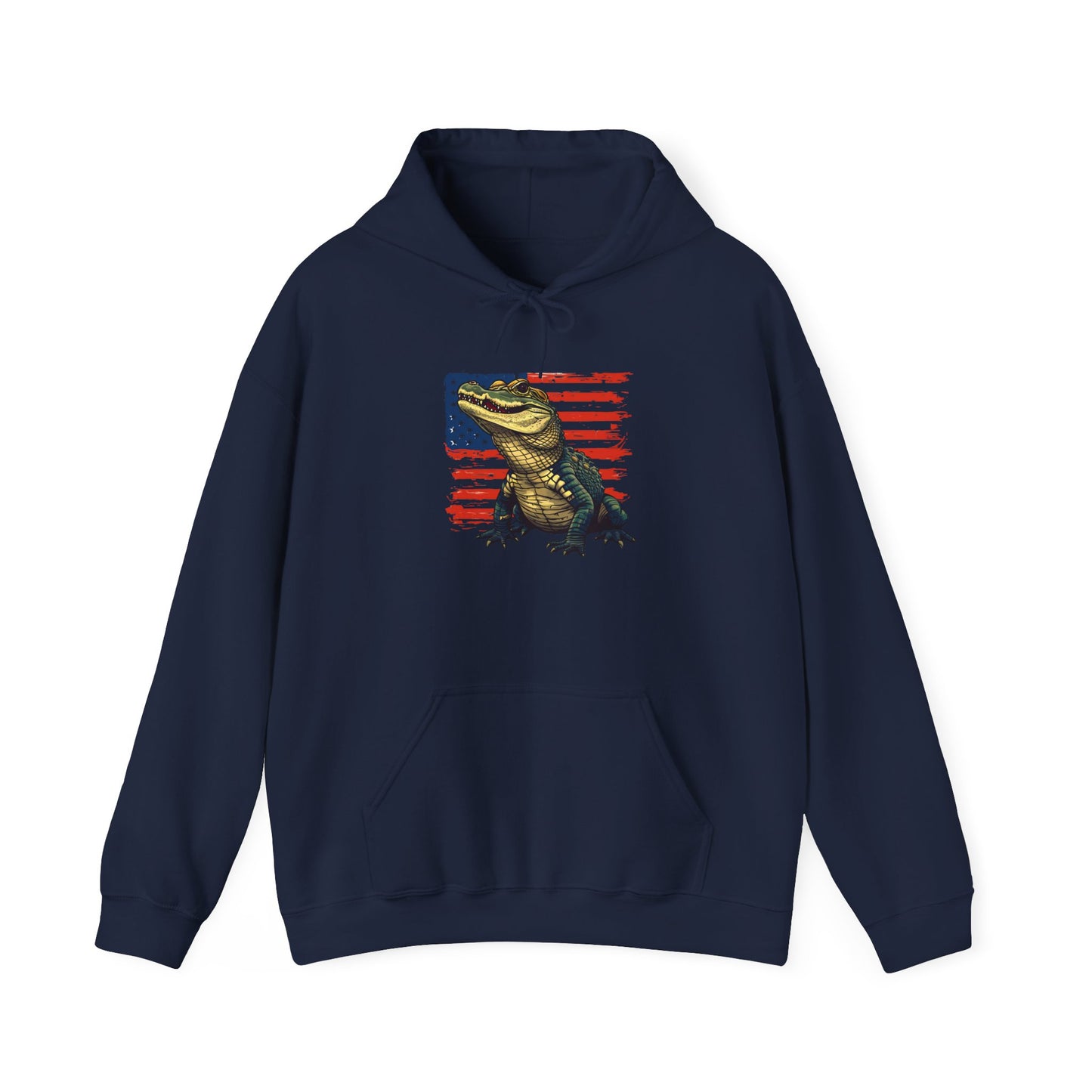 Flag Gator Cozy Unisex Hooded Sweatshirt with Bold Print - Great for Reptile Lovers