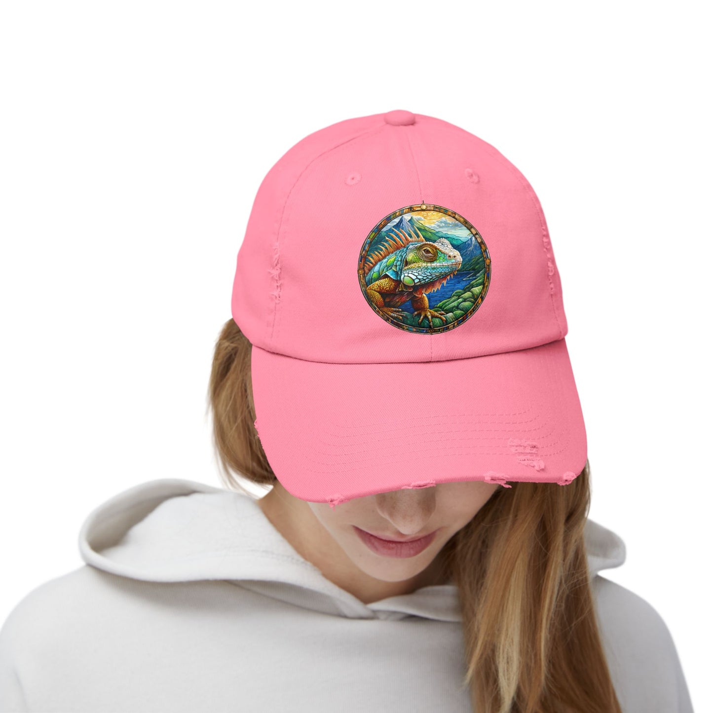 Iguana Unisex Distressed Cap - Casual Streetwear Hat for Everyday Use - Great for Reptile Lovers