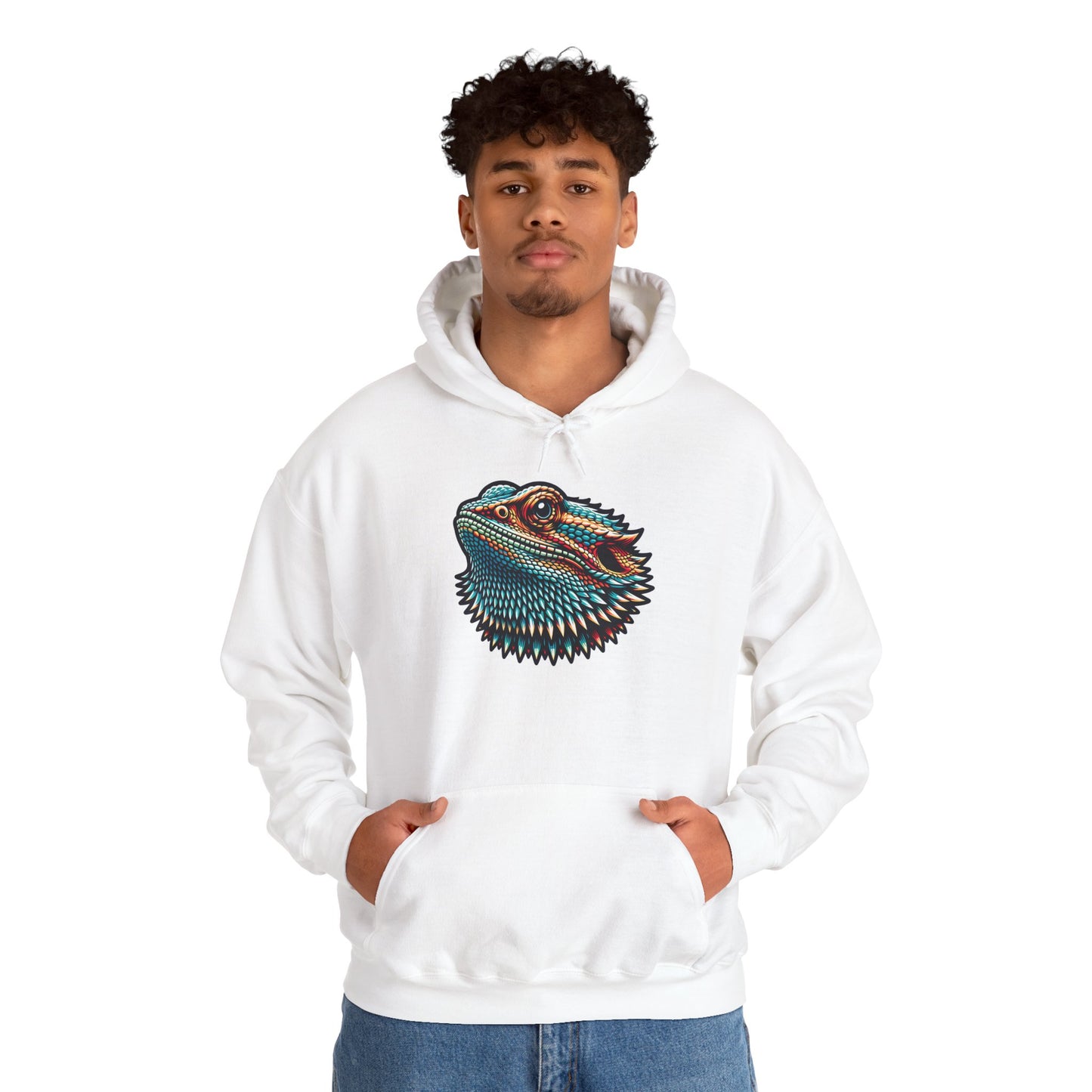 Beardie Head Unisex Hooded Sweatshirt with Bold Print - Great for Reptile Lovers