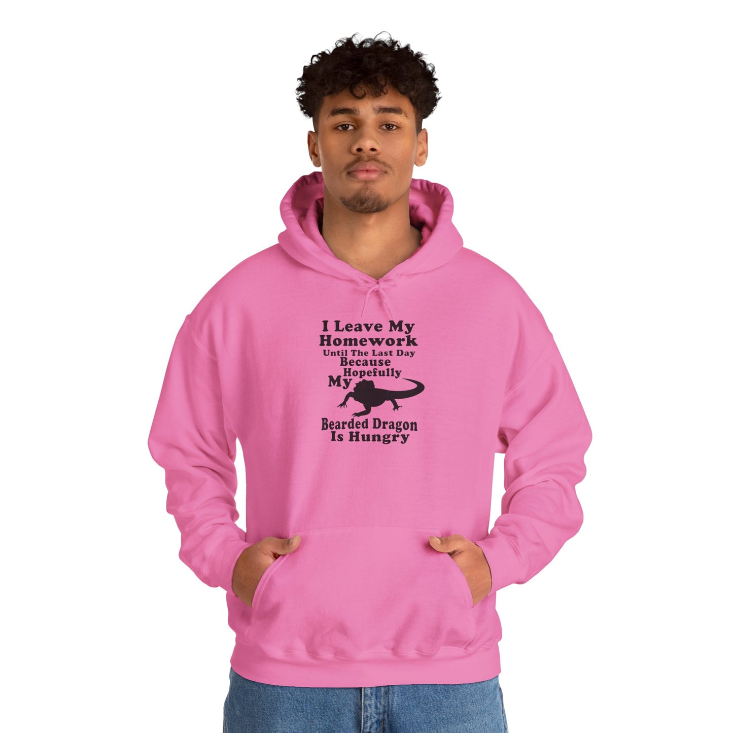 Homework Hungry Bearded Dragon Unisex Hooded Sweatshirt with Bold Print - Great for Reptile Lovers