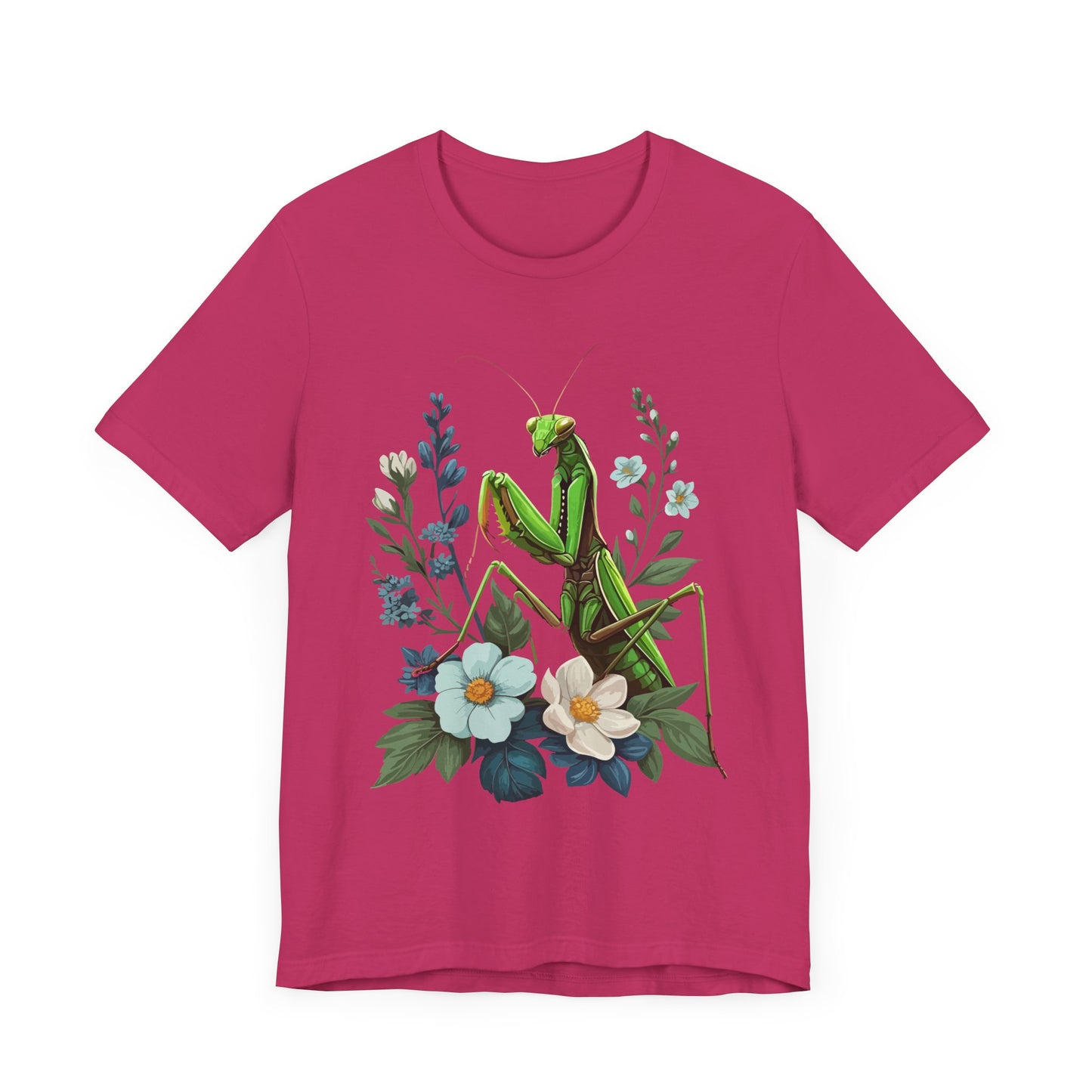Mantis in the Flowers Unisex Jersey Tee - Casual Everyday Wear - Great for Insect Lovers