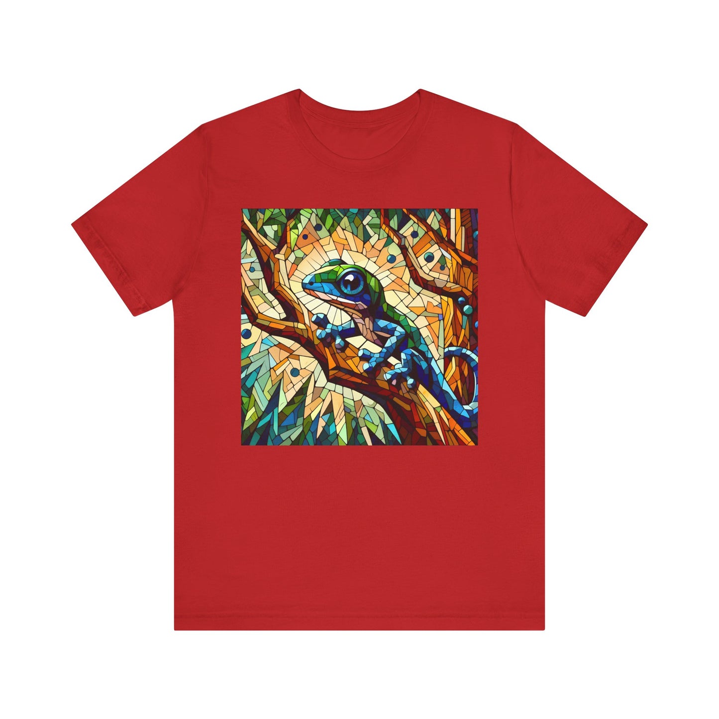 Stained Glass Lizard Unisex Jersey Tee - Casual Everyday Wear - Great for Reptile Lovers