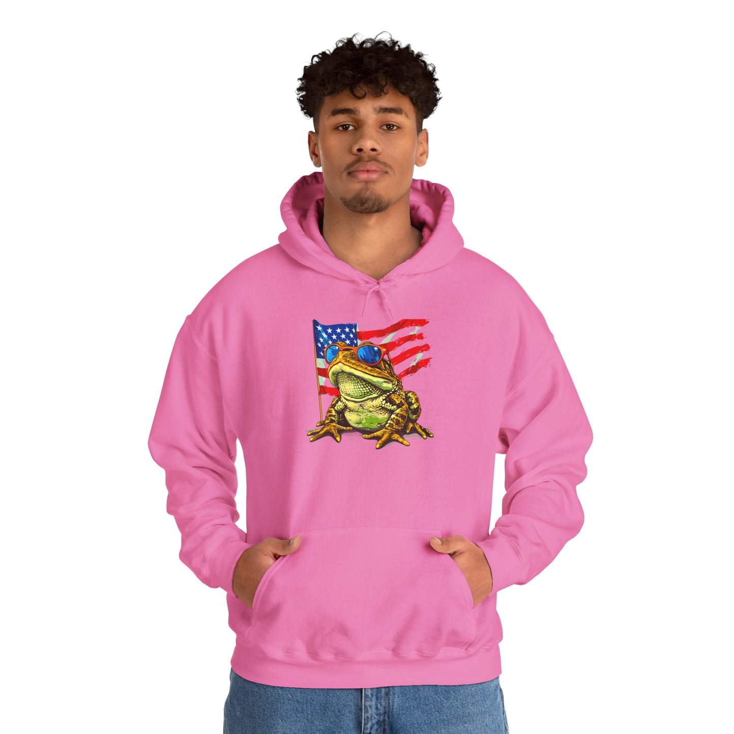 Flag Frog Cozy Unisex Hooded Sweatshirt with Bold Print - Great for Reptile Lovers