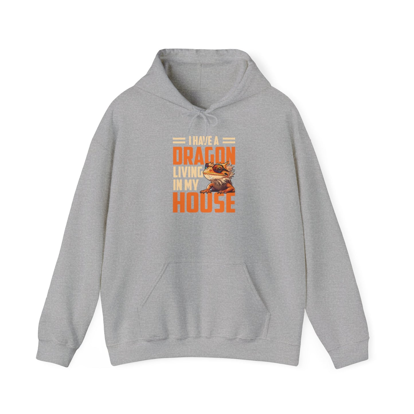 "Dragon Living In My House" Unisex Hooded Sweatshirt with Bold Print - Great for Reptile Lovers