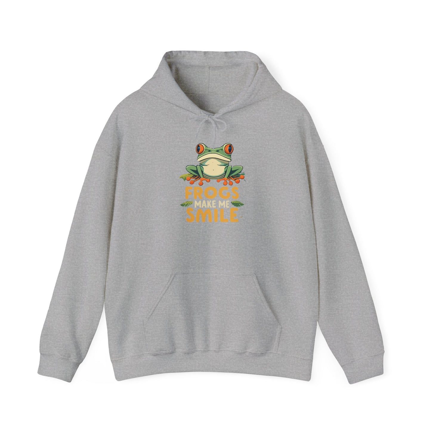"Frogs Make Me Smile" Unisex Hooded Sweatshirt with Bold Print - Great for Reptile Lovers