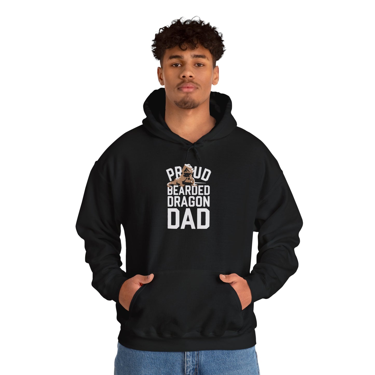 "Proud Bearded Dragon Dad" Unisex Hooded Sweatshirt with Bold Print - Great for Reptile Lovers