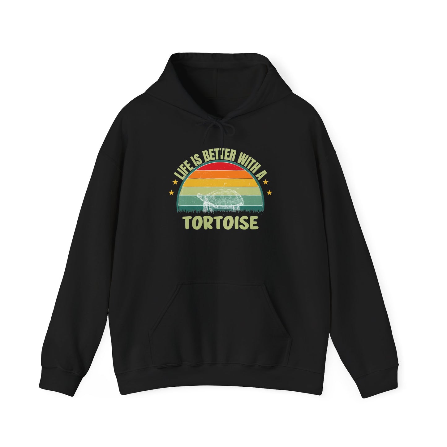 "Life is Better with a Tortoise" Unisex Hooded Sweatshirt with Bold Print - Great for Reptile Lovers