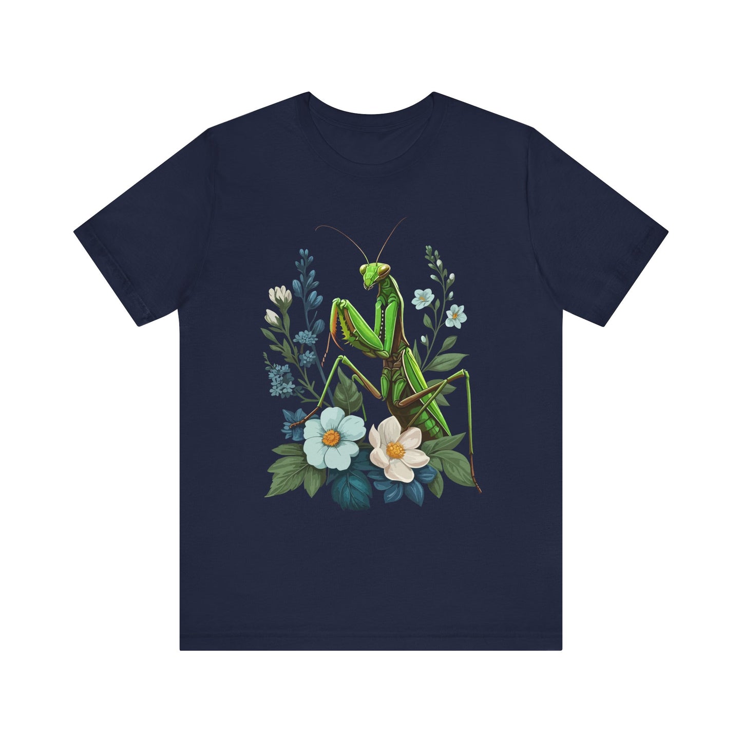 Mantis in the Flowers Unisex Jersey Tee - Casual Everyday Wear - Great for Insect Lovers