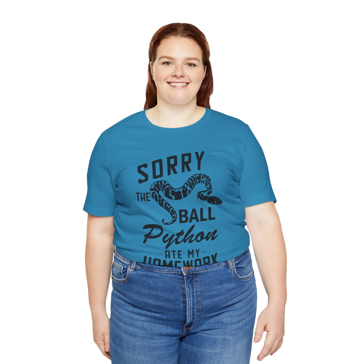 "The Ball Python Ate My Homework" Unisex Jersey Tee - Casual Everyday Wear - Great for Reptile Lovers