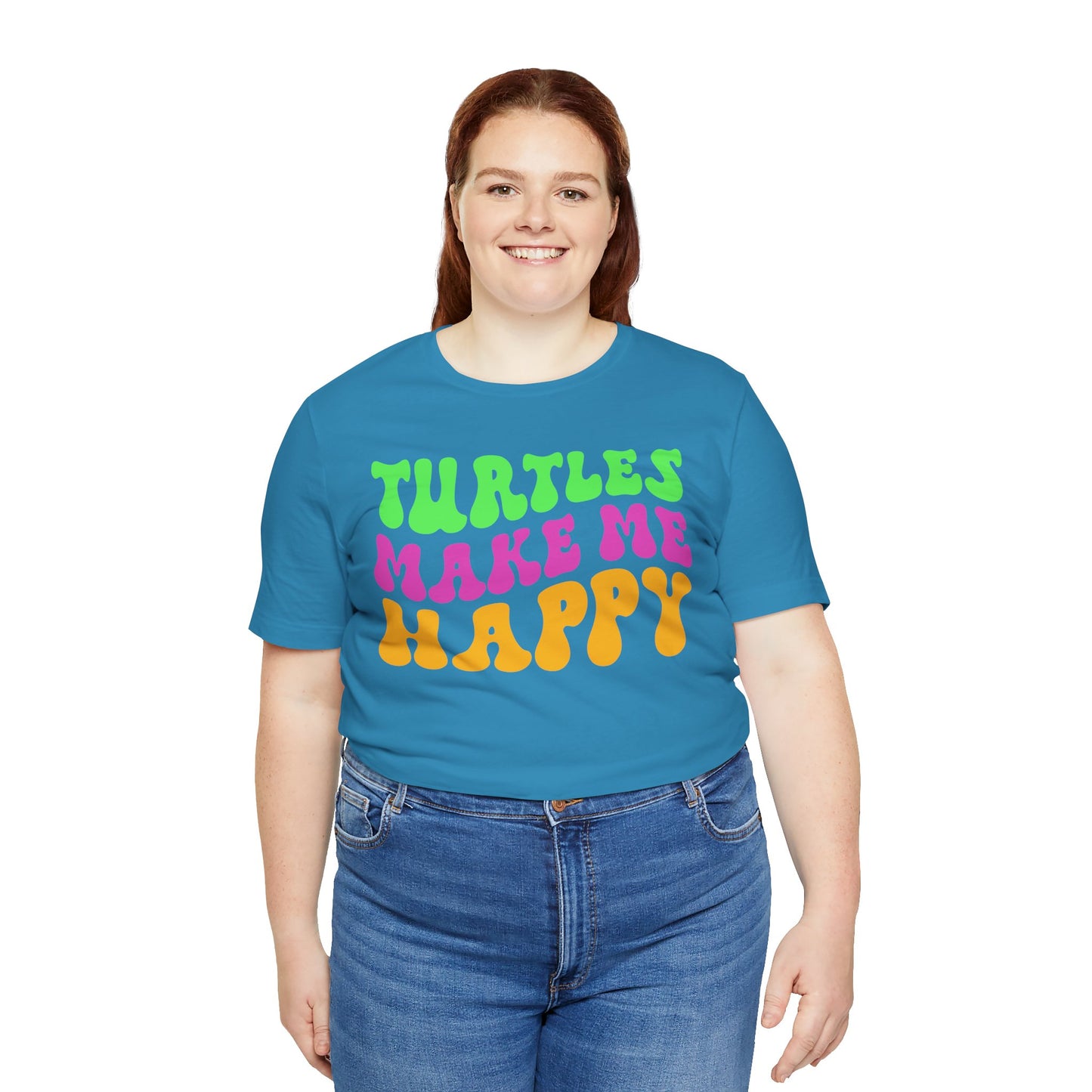 "Turtles Make Me Happy" Unisex Jersey Tee - Casual Everyday Wear - Great for Reptile Lovers